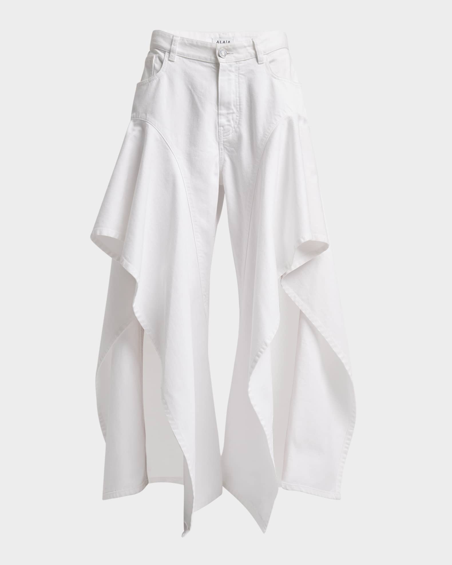 ALAIA Ruffle Slit Jeans | Neiman Marcus