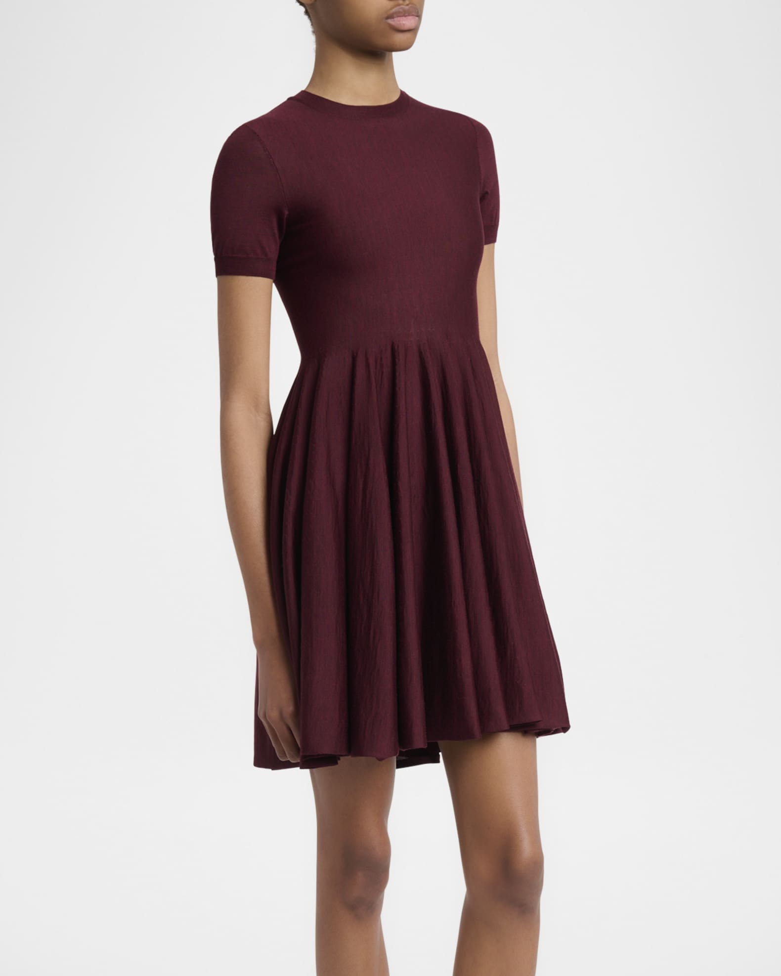 ALAIA Short-Sleeve Fit-&-Flare Mini Dress | Neiman Marcus