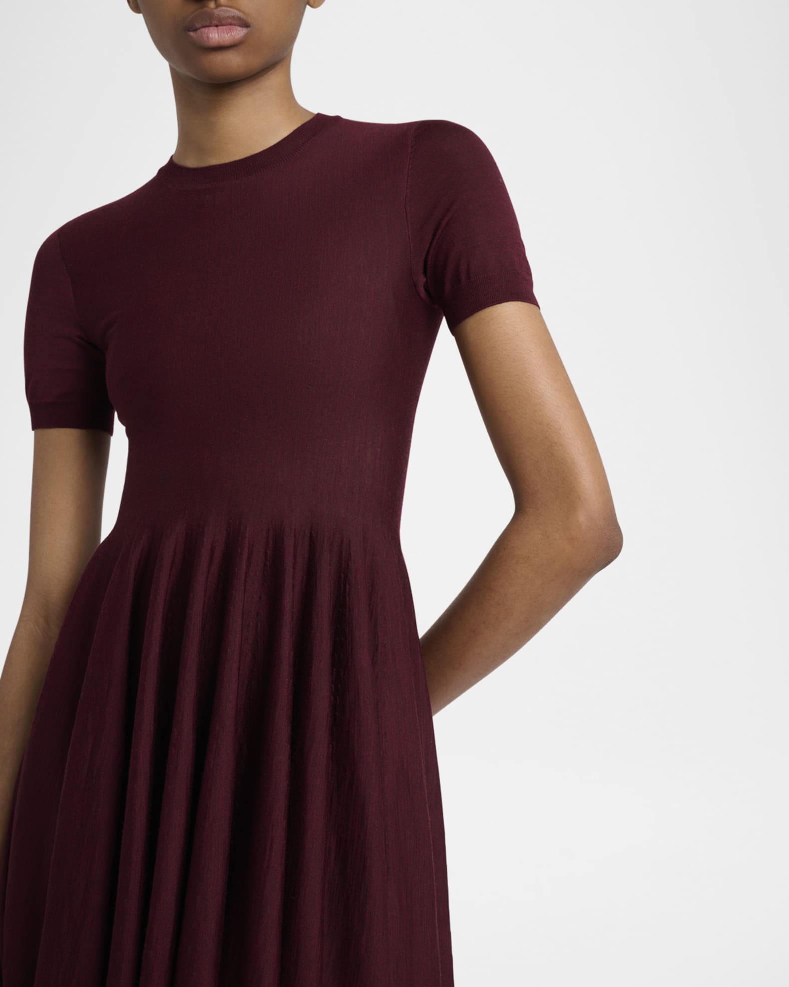 ALAIA Short-Sleeve Fit-&-Flare Mini Dress | Neiman Marcus