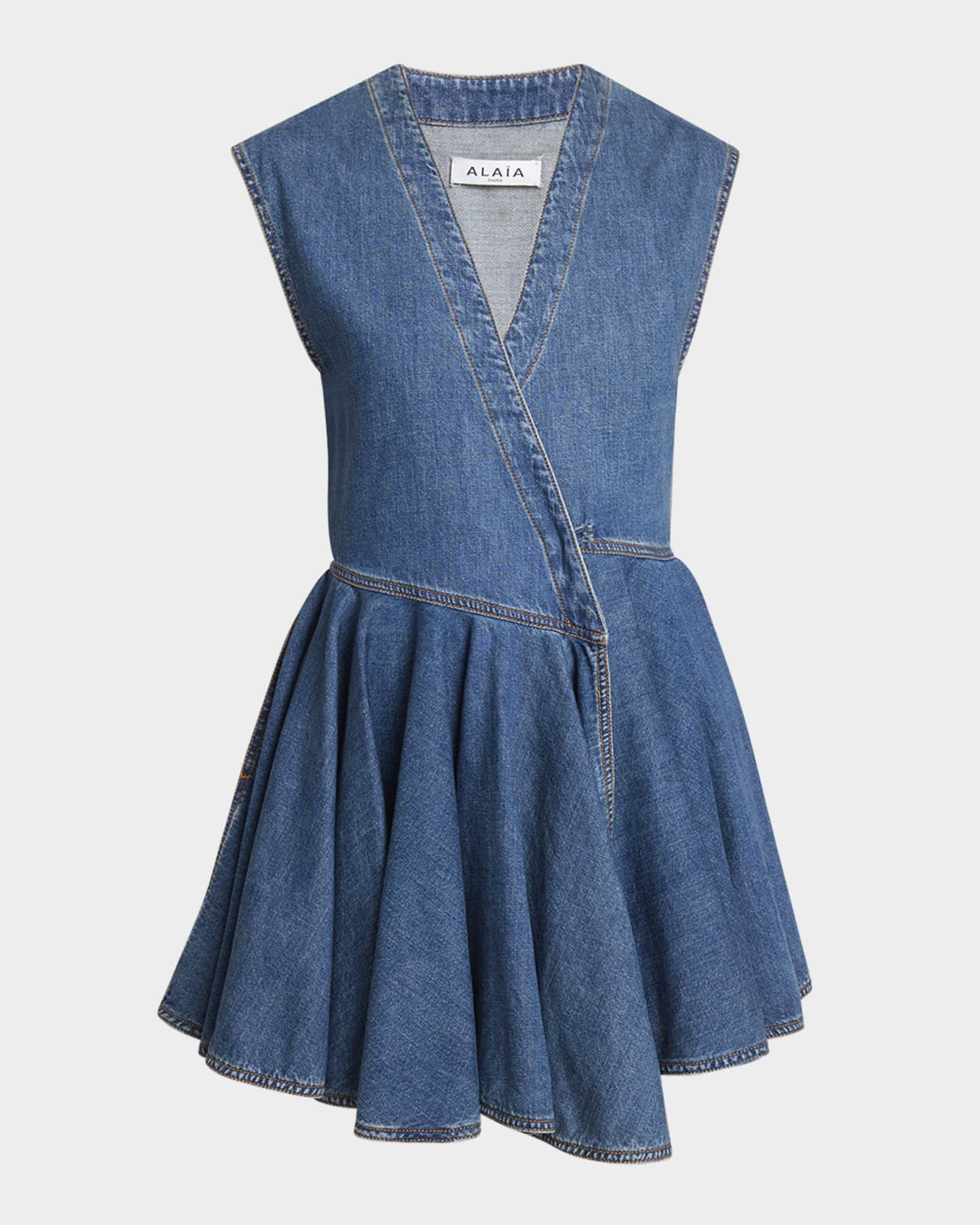 【送料&関税込】Alaia Sculpting Denim Dress ALAÏA: Indigo Sculpting Denim Minidress | SSENSE