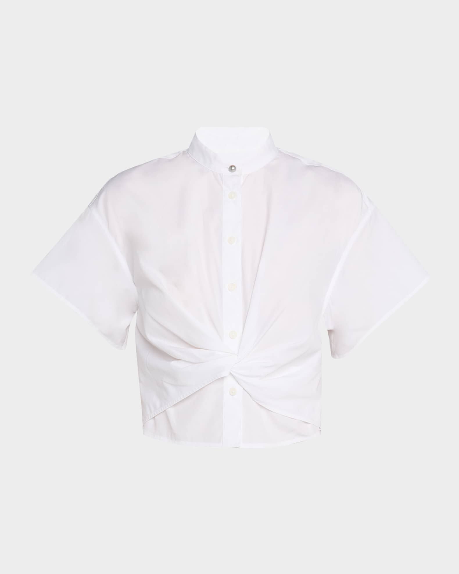 Gretchen Poplin Twist-Front Shirt 0