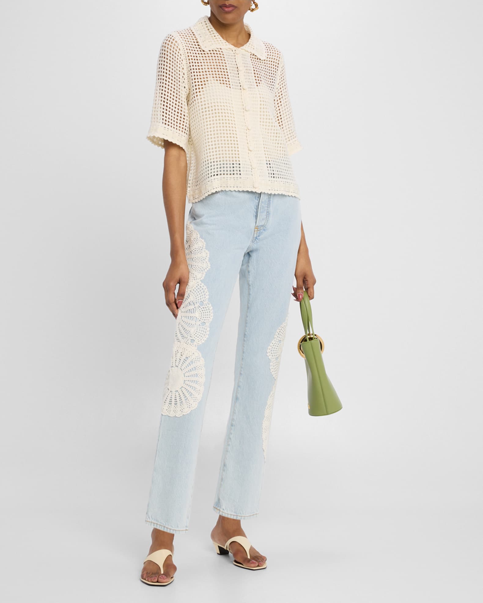 The Crochet Vertical Crop Jeans 1