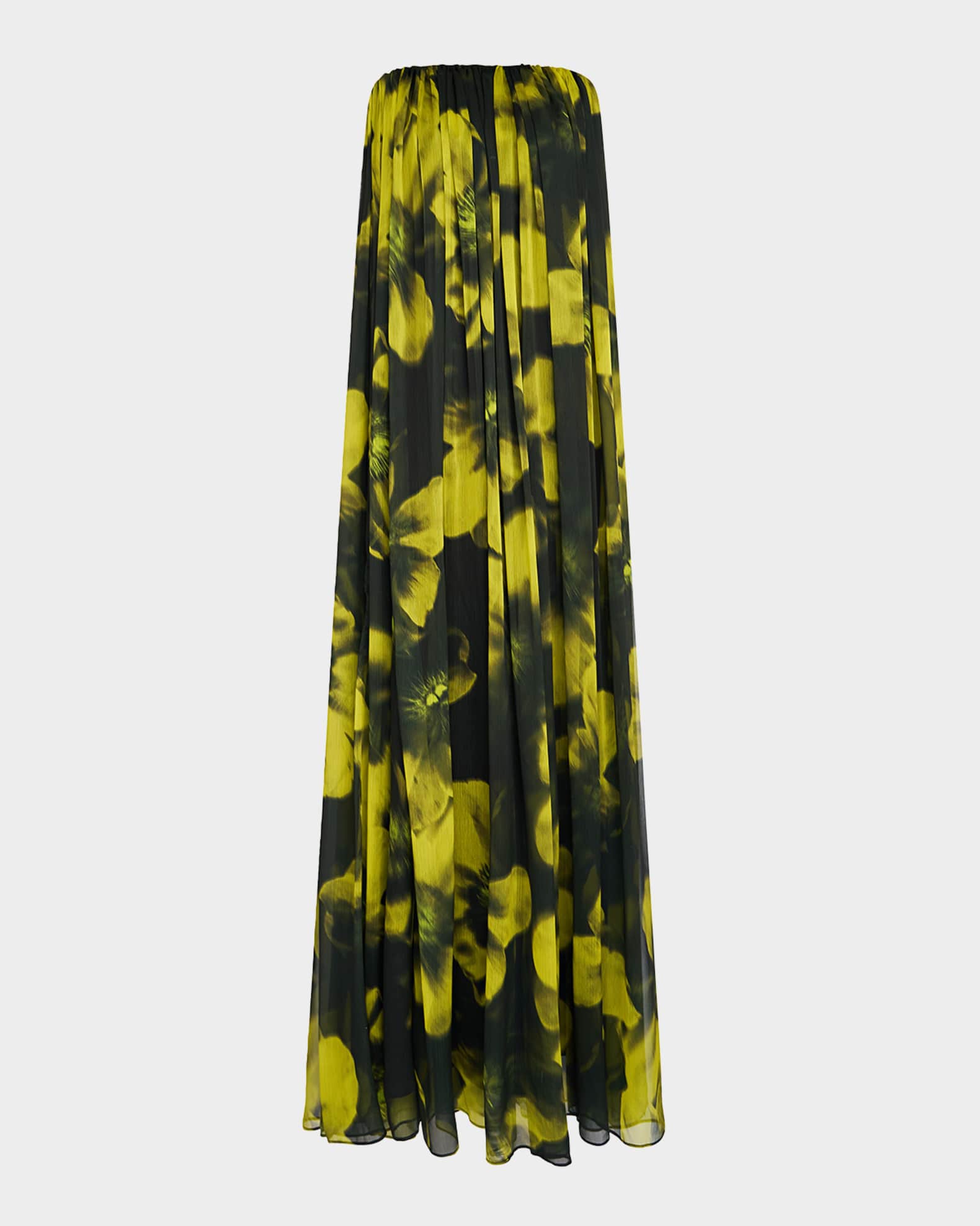 Claudette Strapless Floral-Print Trapeze Gown 0