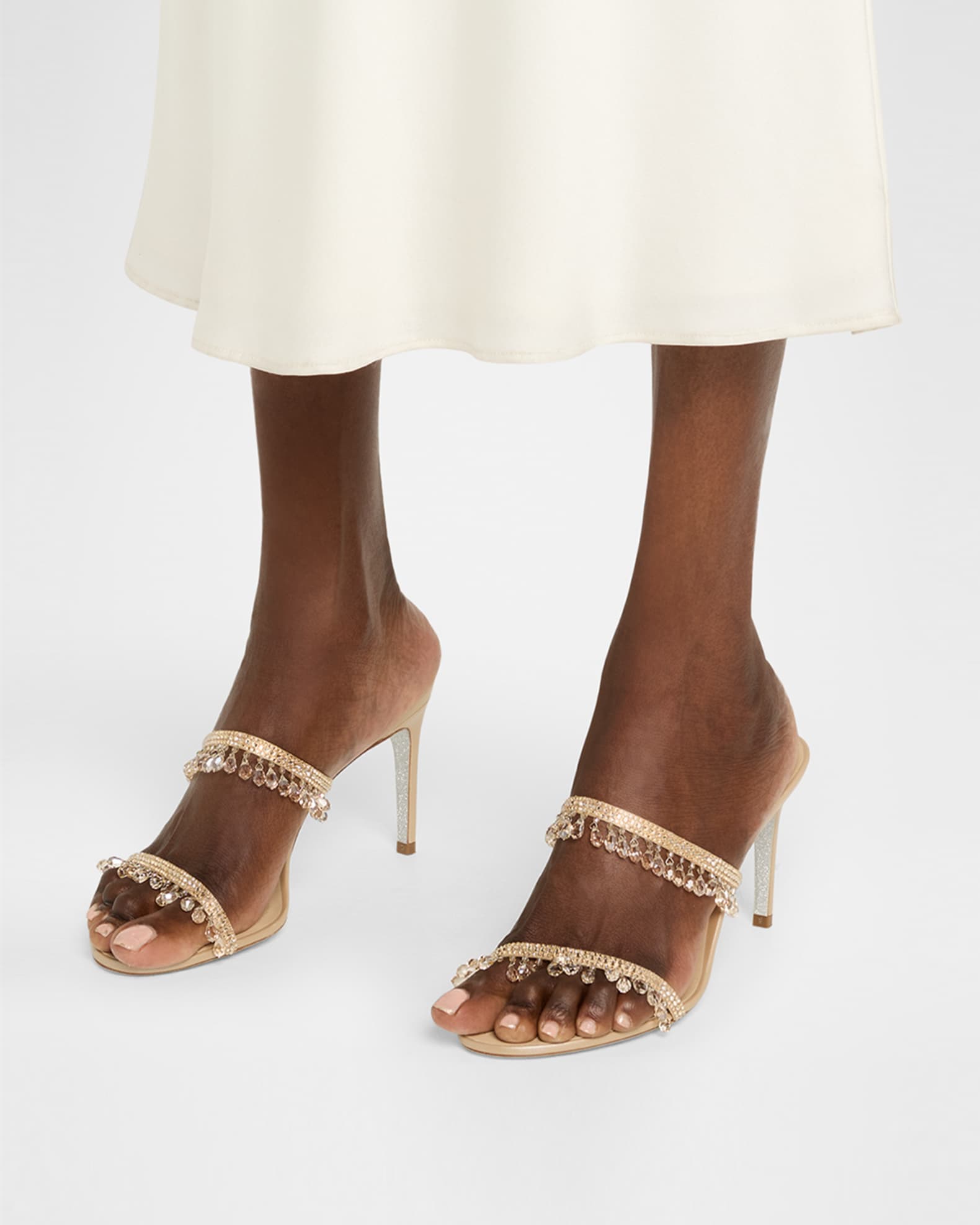 Satin Strass Chandelier Dual-Band Sandals 1