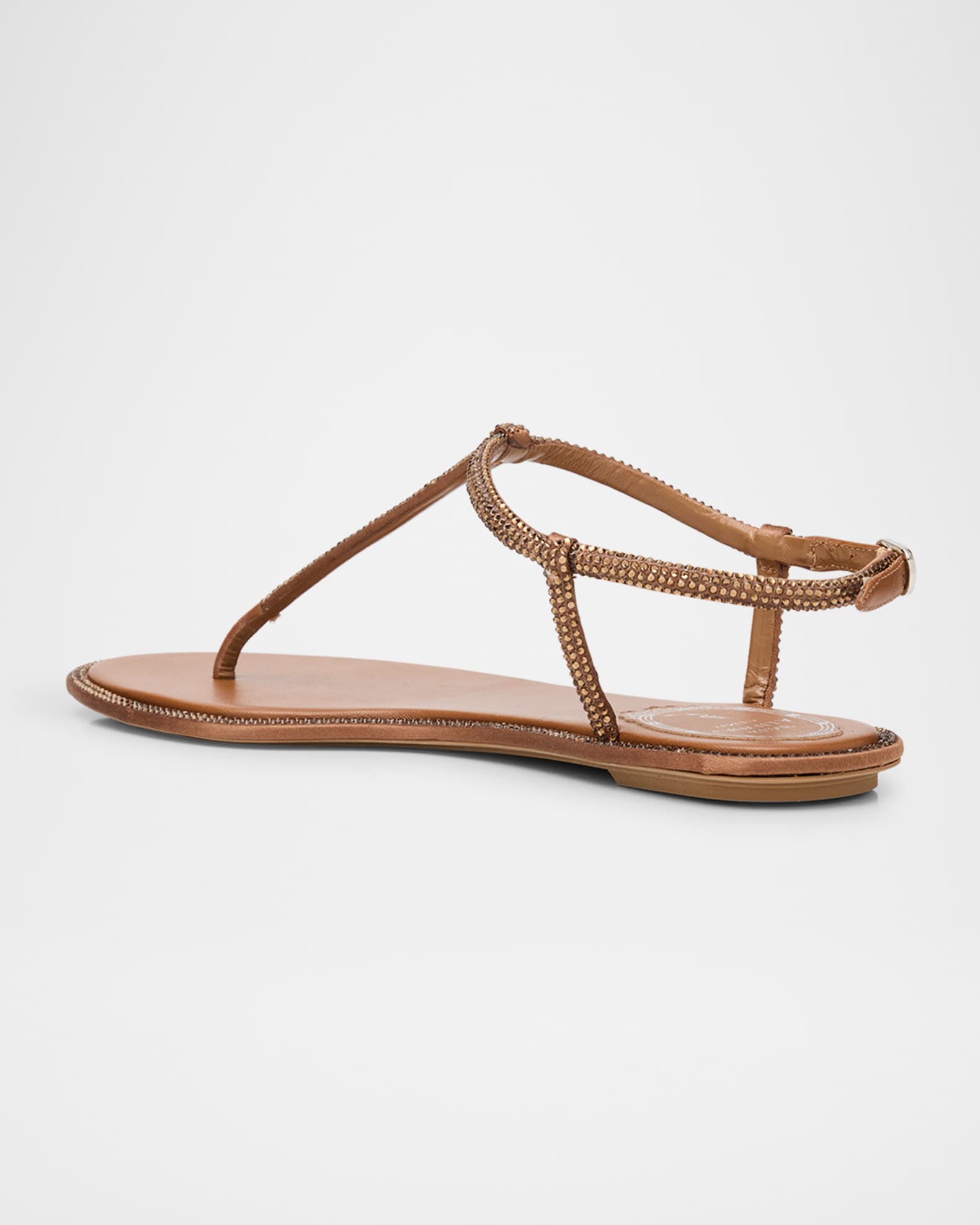 Strass Satin T-Strap Thong Sandals 1
