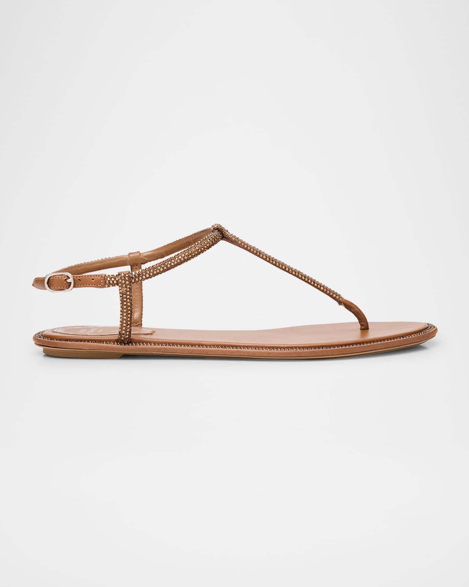 Strass Satin T-Strap Thong Sandals 0
