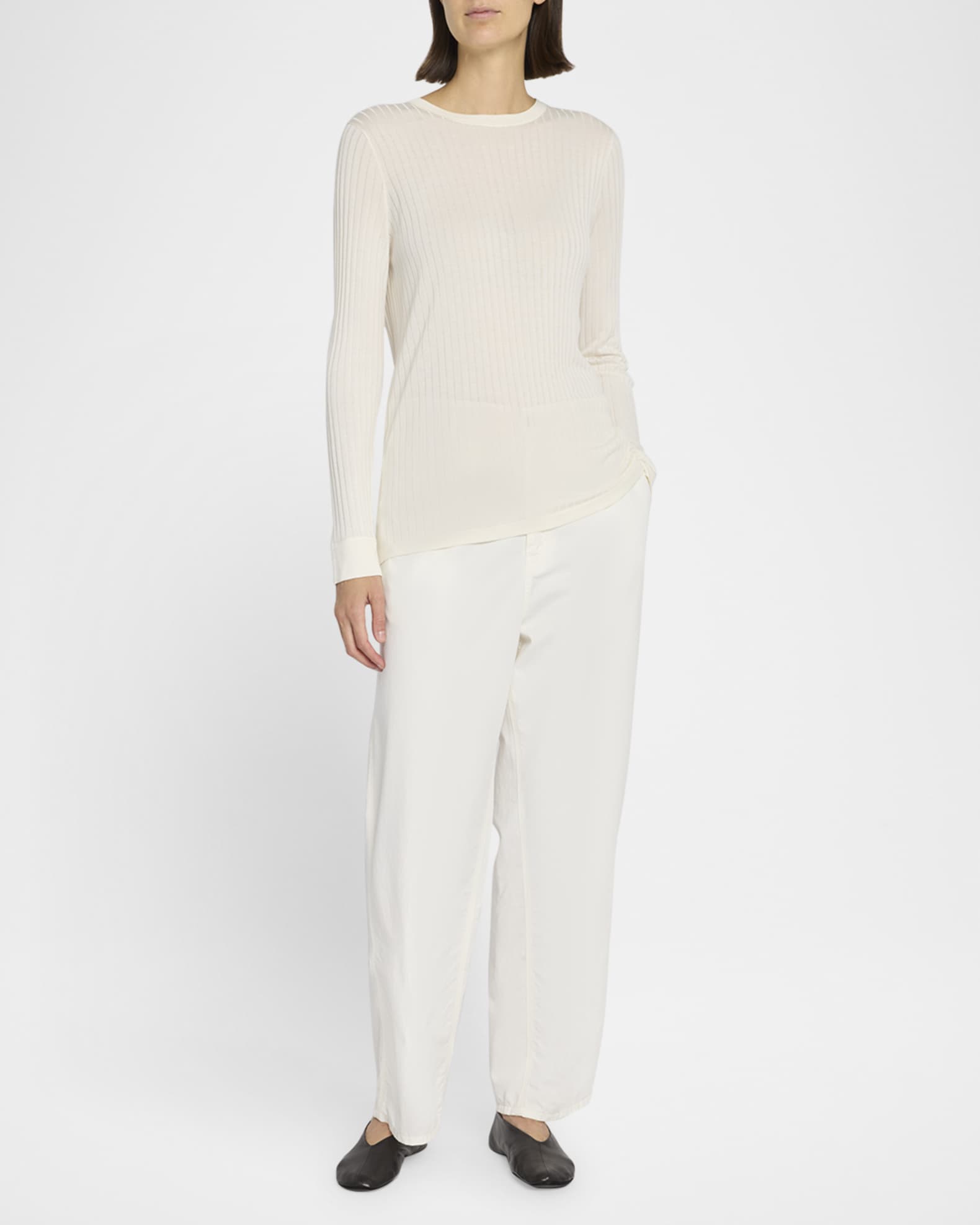 THE ROW Keya Rib Long-Sleeve Top | Neiman Marcus