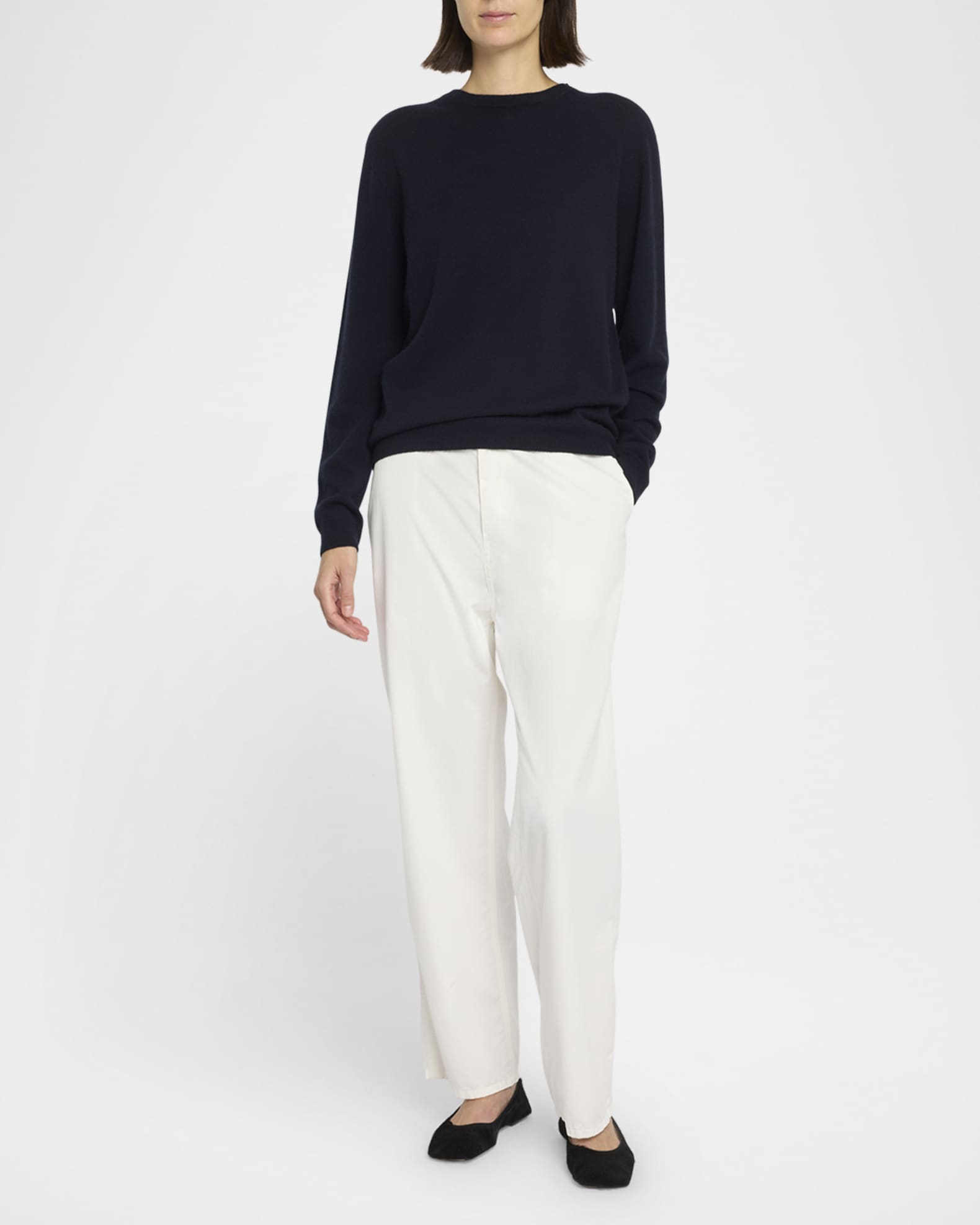 パンツ THE ROW SHARKA COTTON AND CASHMERE PANTS Sharka cotton and cashmere wide-leg pants in white - The Row