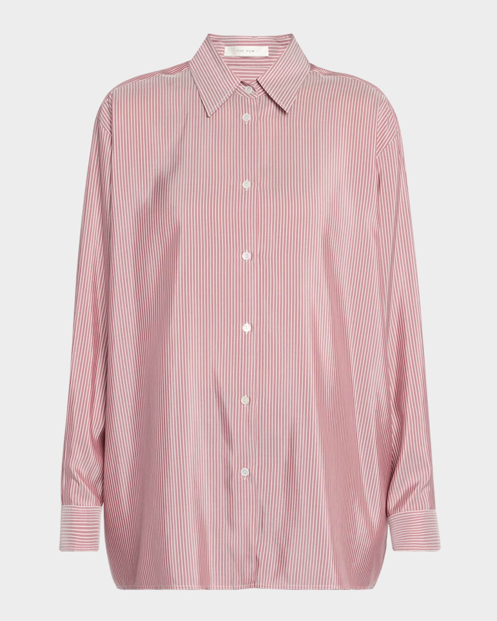 Tansy Striped Silk Button-Down Shirt 0
