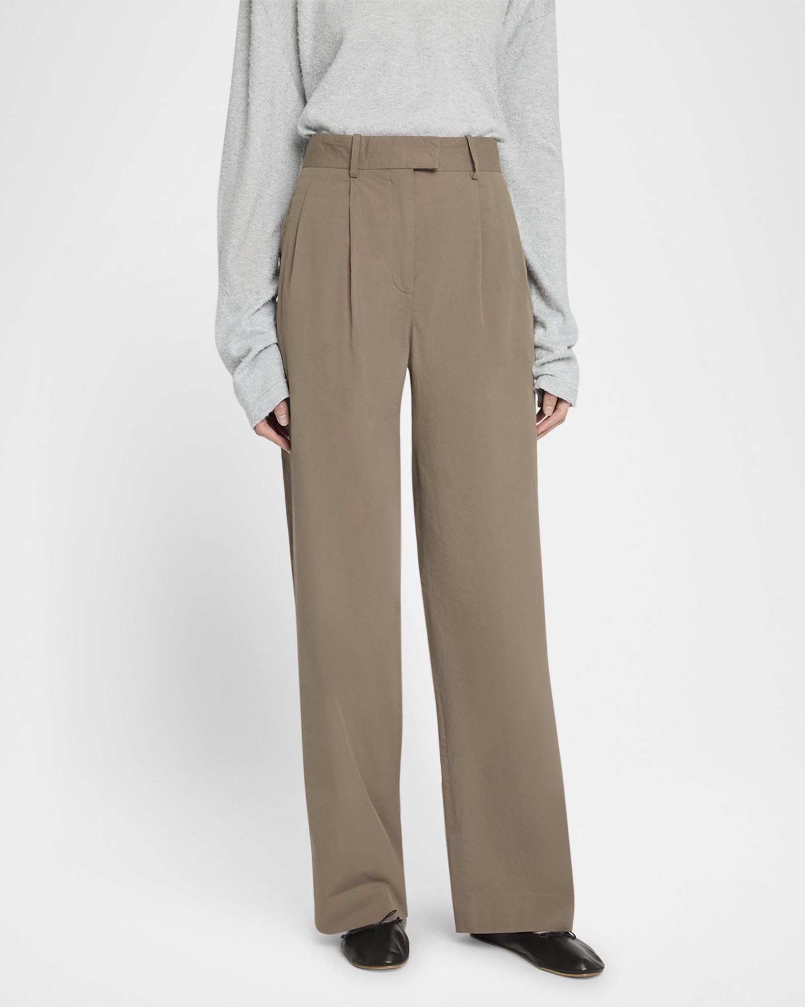 THE ROW Alfidis Double Pleated Straight-Leg Cotton Pants | Neiman 