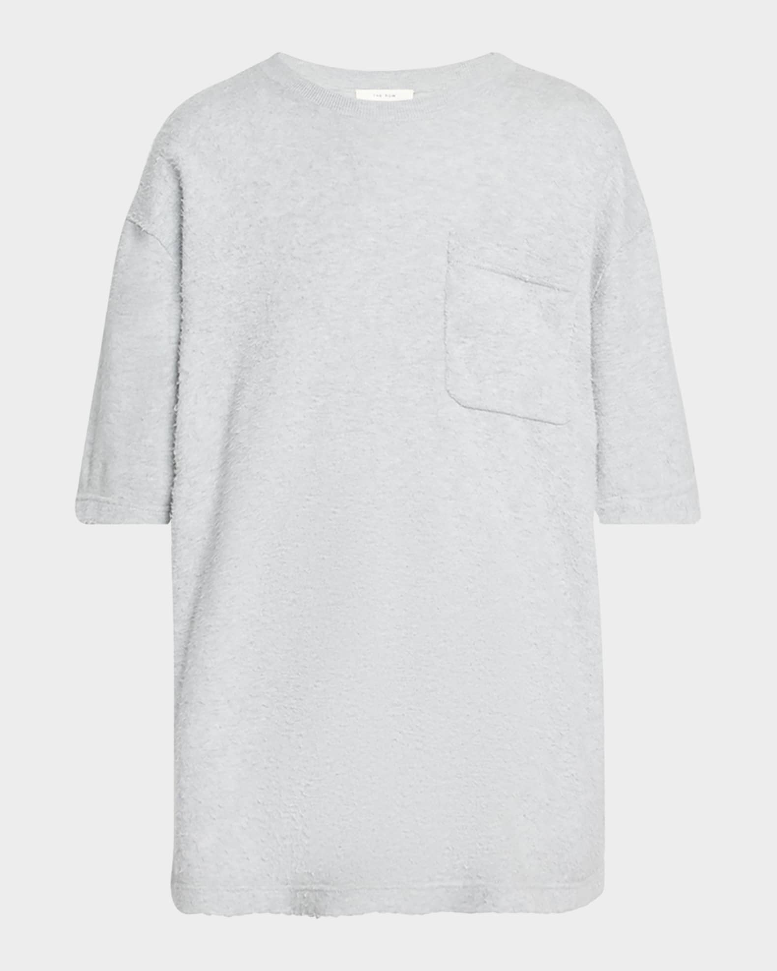 Tシャツ・カットソー The Row Light Grey Kaddy T-Shirt In Brushed Cotton THE ROW Kaddy Textured Short-Sleeve T-Shirt | Neiman Marcus