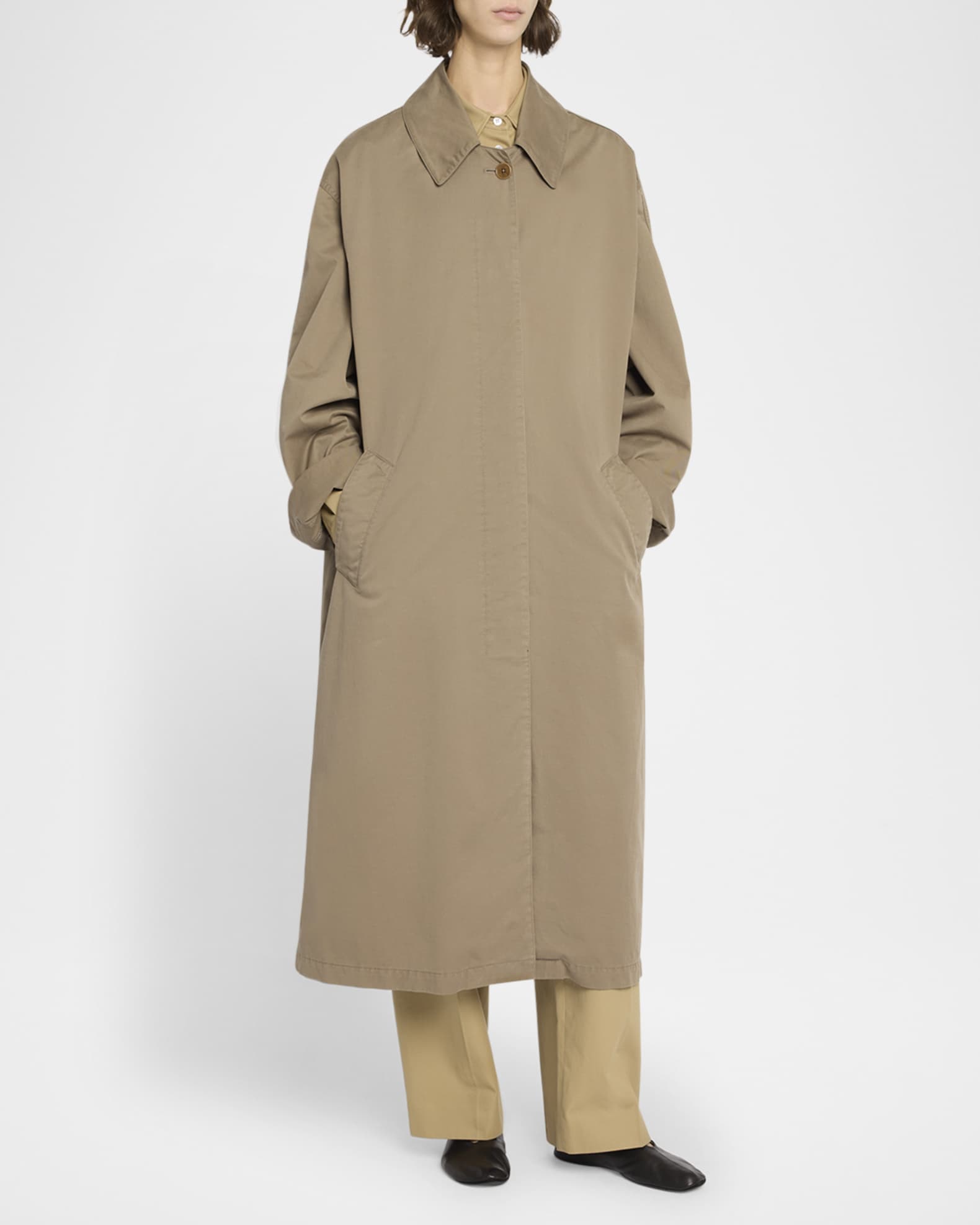 THE ROW Rocco Cotton-Cashmere Long Trench Coat | Neiman Marcus