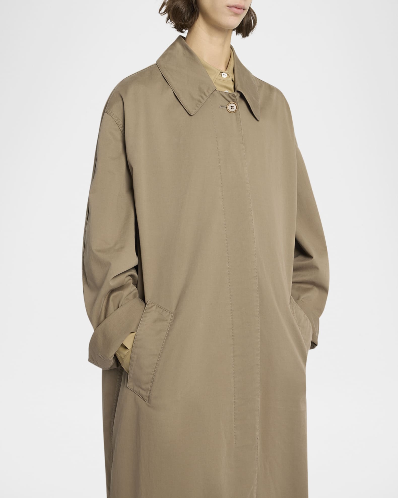 THE ROW Rocco Cotton-Cashmere Long Trench Coat | Neiman Marcus