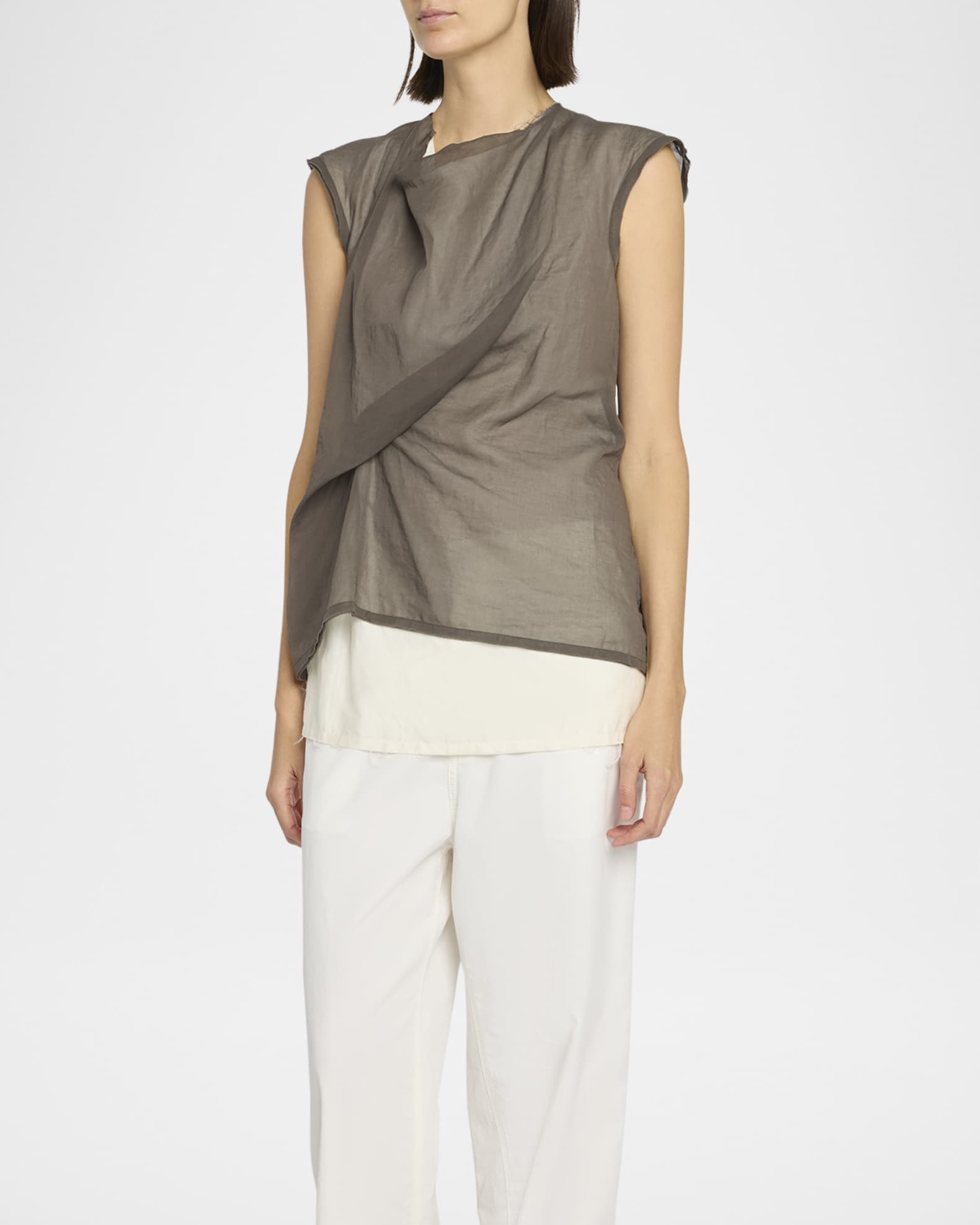 THE ROW Inawa Draped Layered Sleeveless Top | Neiman Marcus