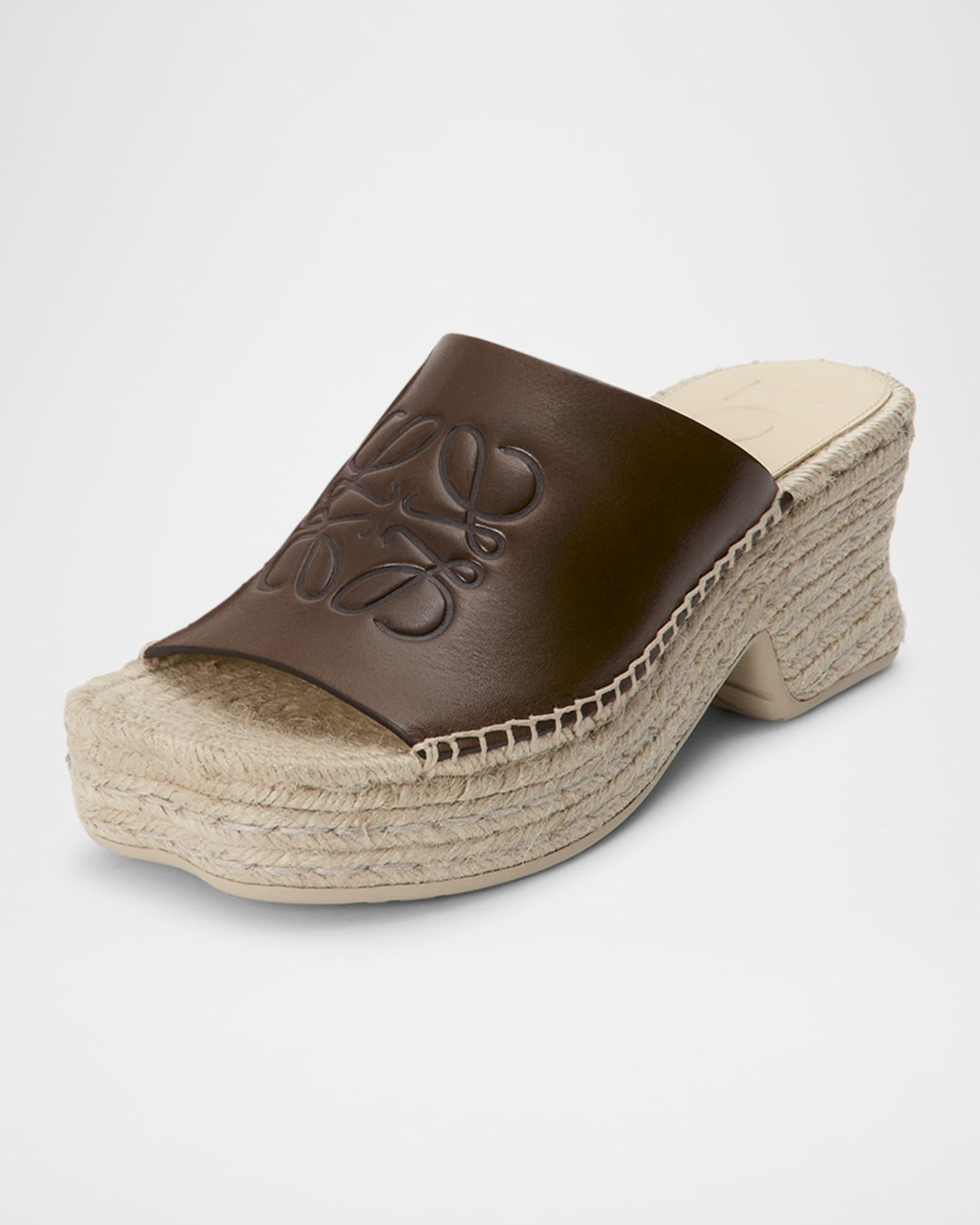 サンダル・ミュール LOEWE**'Petal' espadrilles**Dark brown Loewe Petal Leather Espadrille Platform Sandals | Neiman Marcus
