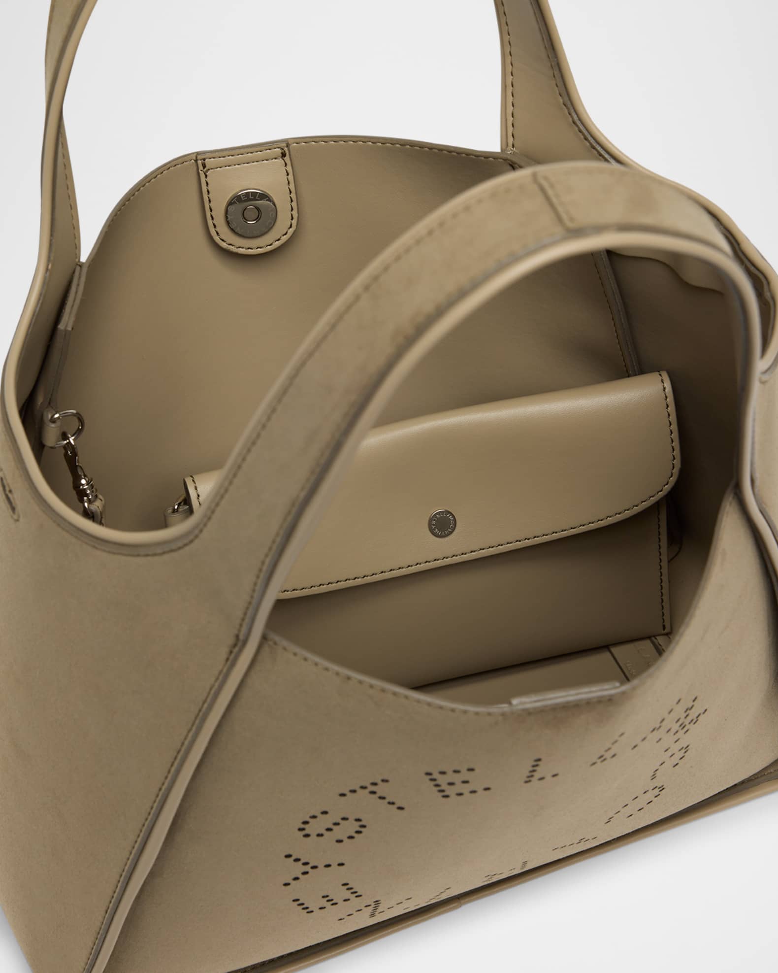 ショルダーバッグ・ポシェット STELLA MCCARTNEY LOGO LARGE HOBO BAG ALTER SUEDE Stella McCartney Logo Alter Suede Shoulder Bag | Neiman Marcus