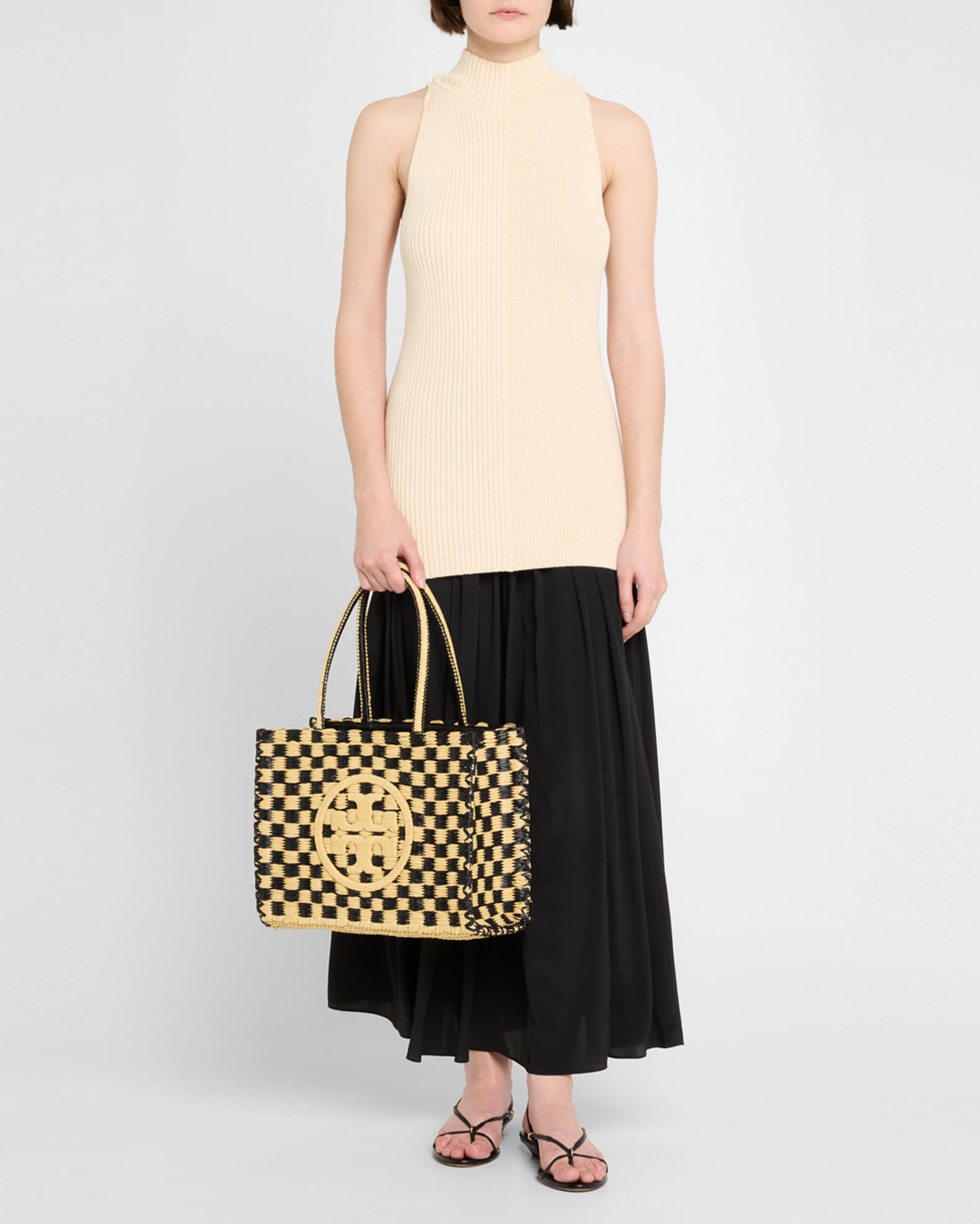 ★送関込み★Tory Burch Ella small crochet tote Ella Hand-Crocheted East-West Tote: Women's Designer Tote