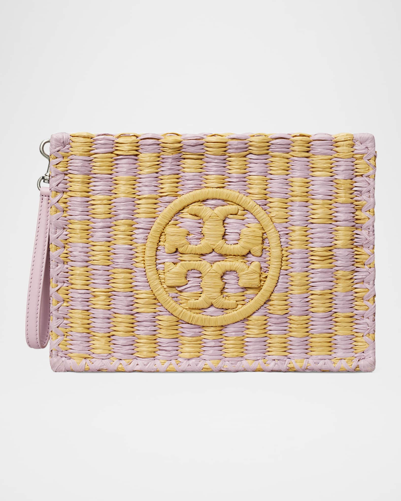 Tory Burch Ella Straw Pouch Wristlet | Neiman Marcus