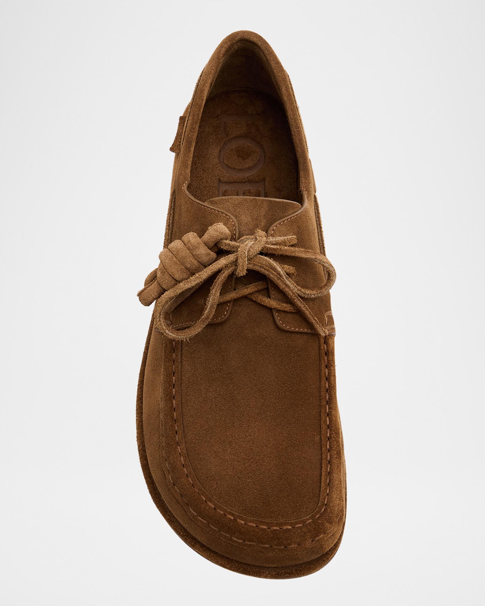 LOEWE Men's Campo Suede Flamenco-Knot Boat Shoes | Neiman Marcus