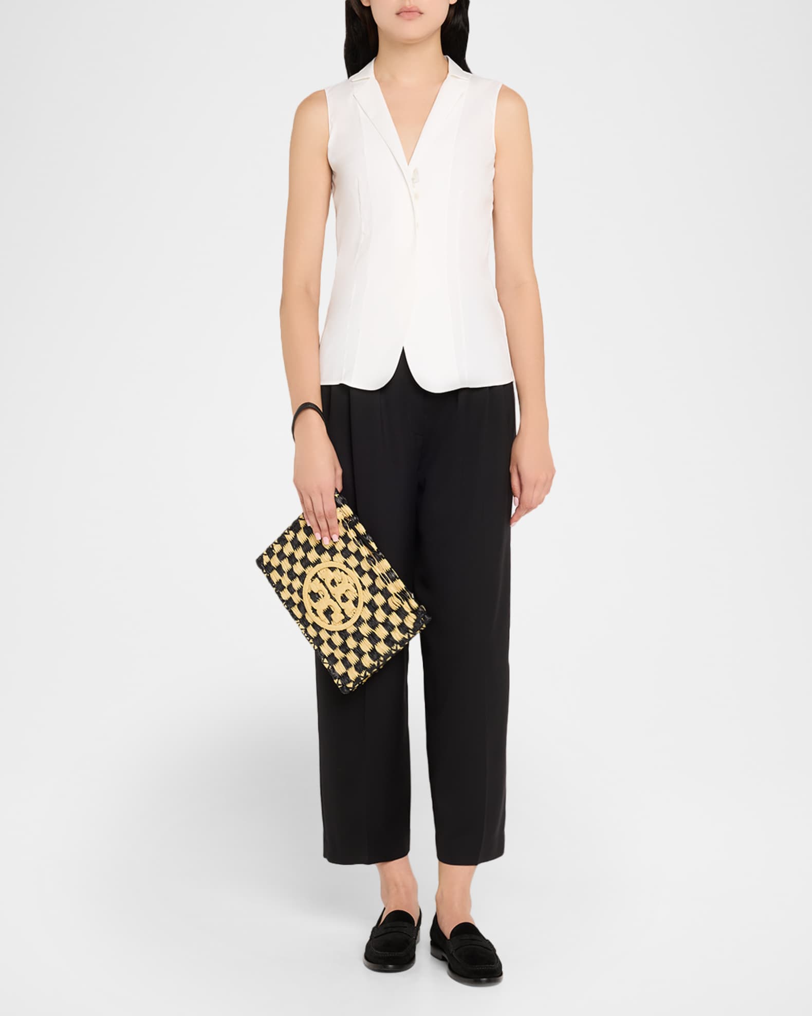 Tory Burch Ella Crochet Checkered Clutch Bag | Neiman Marcus