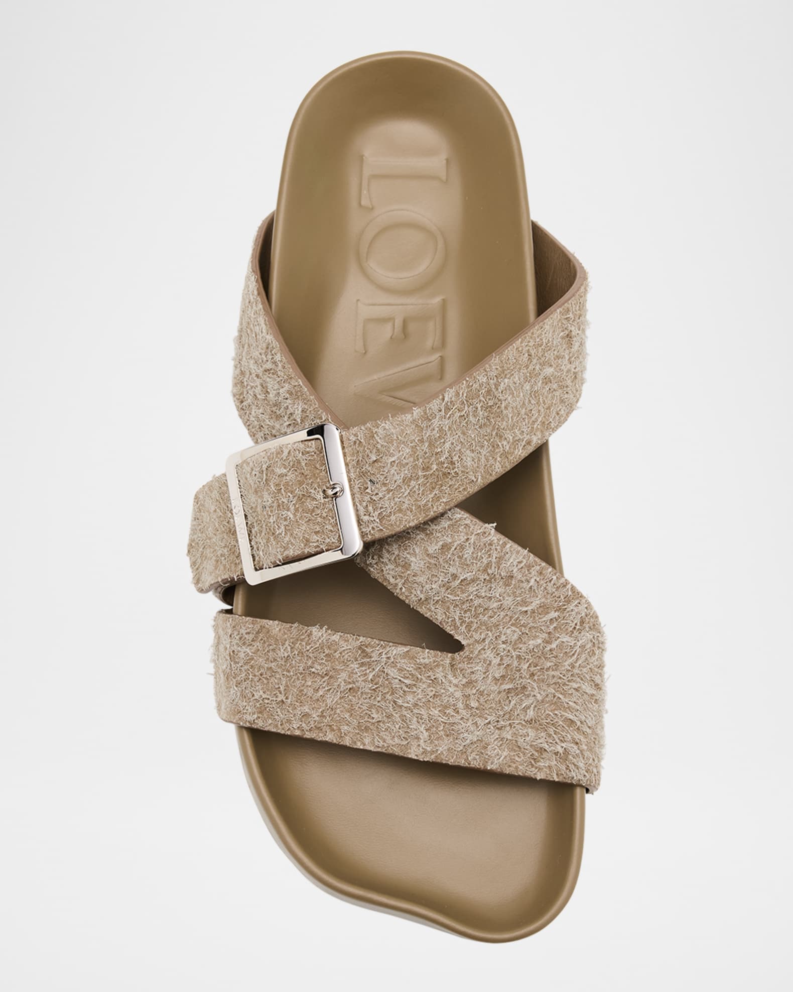 サンダル Loewe Khaki Suede Ease Buckle Slippers Ease Buckle sandal in brushed suede Green - LOEWE