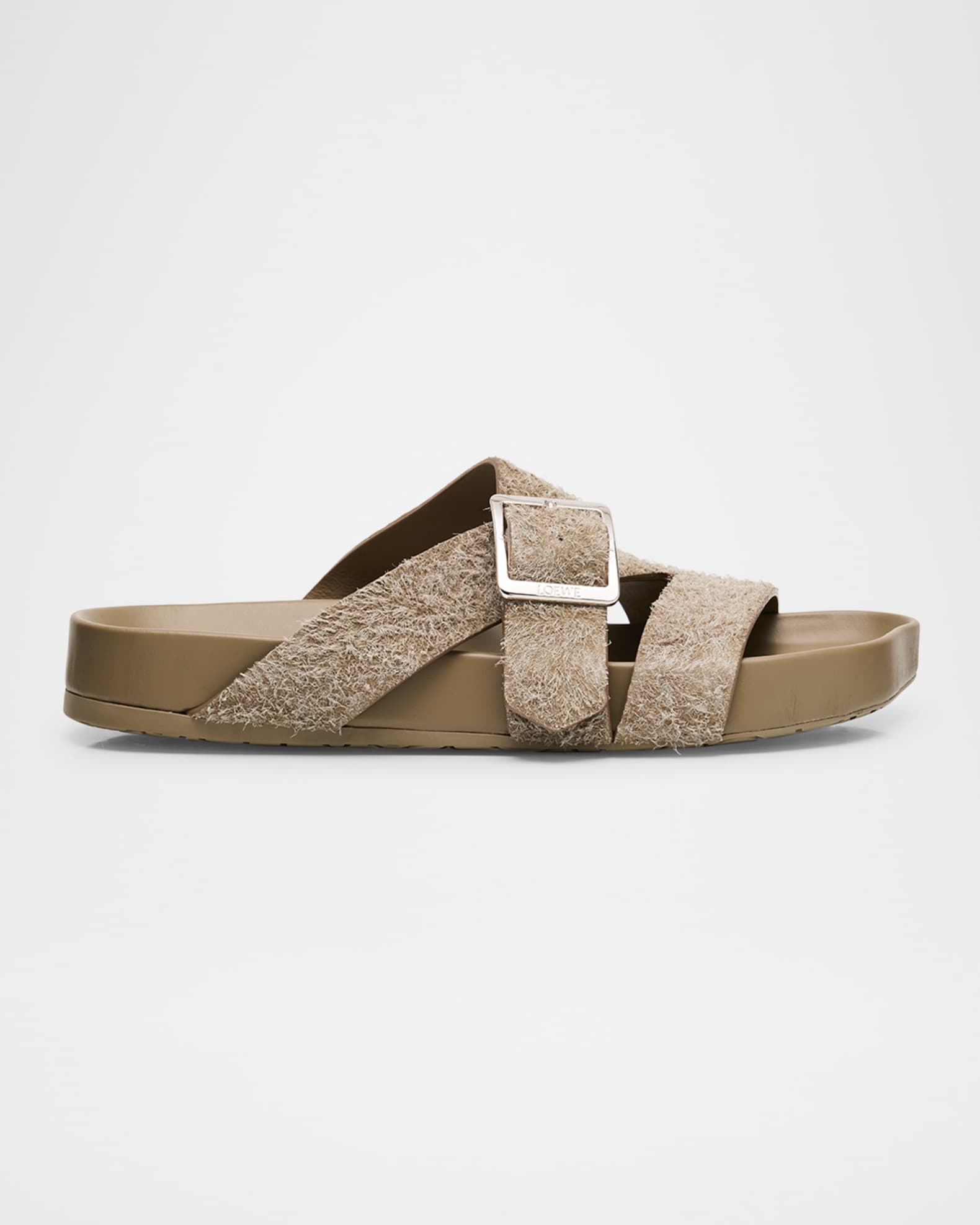 サンダル Loewe Khaki Suede Ease Buckle Slippers Ease Buckle sandal in brushed suede Green - LOEWE