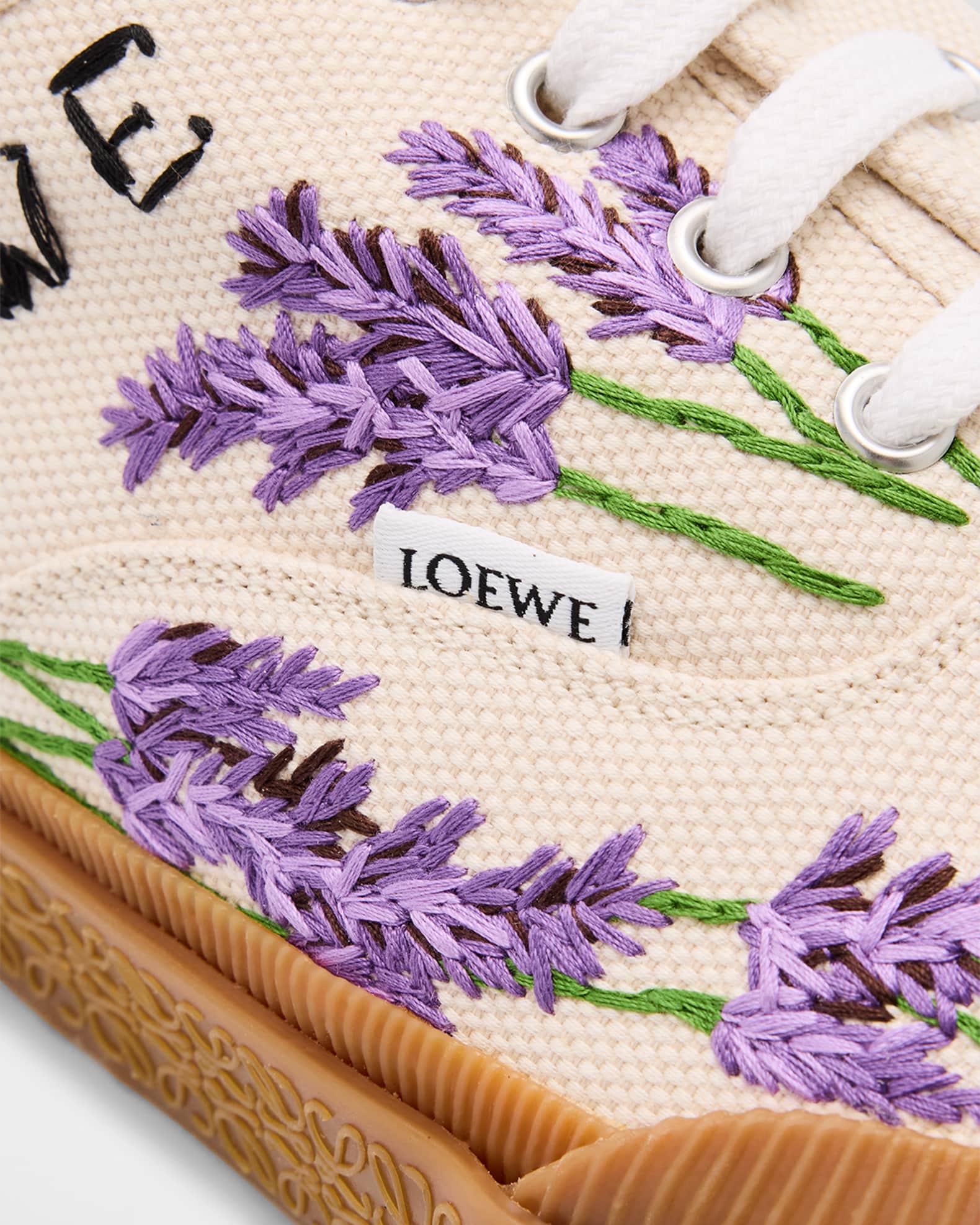 Loewe Men's Terra Embroidered Canvas Low-Top Sneakers