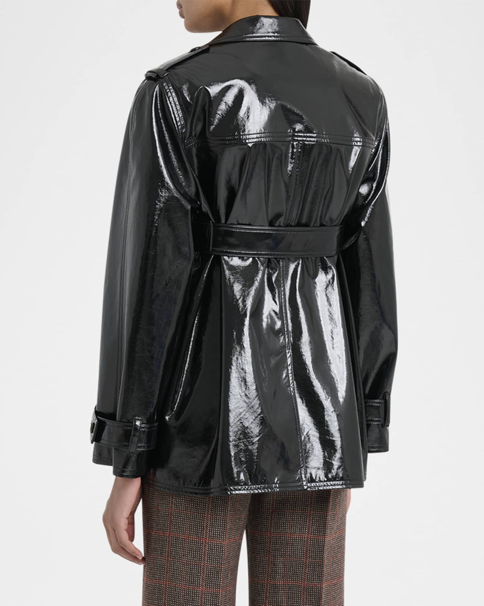 Chloe Shiny Cotton Belted Trench Coat | Neiman Marcus