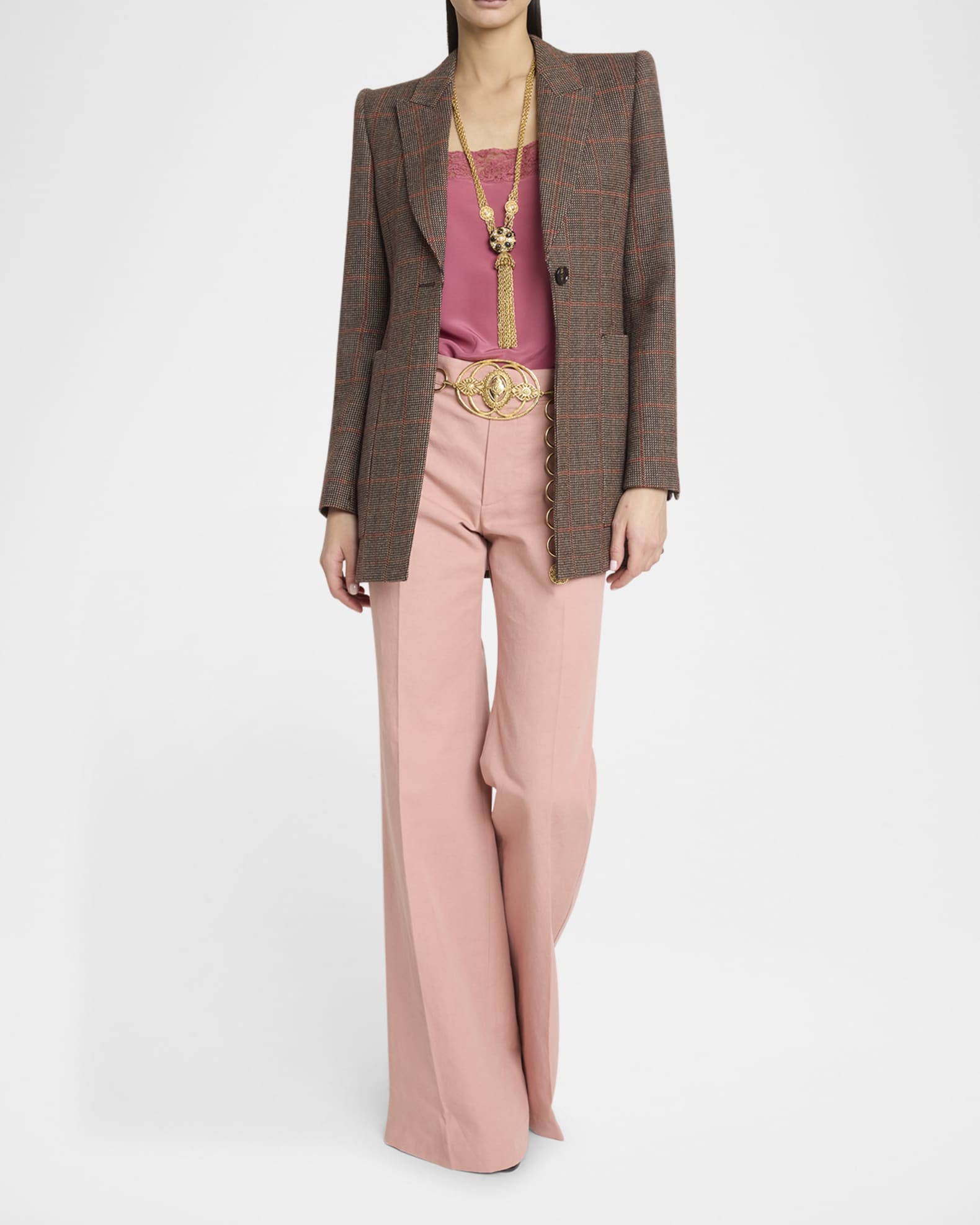 Chloe Plaid Single-Breasted Jacket | Neiman Marcus