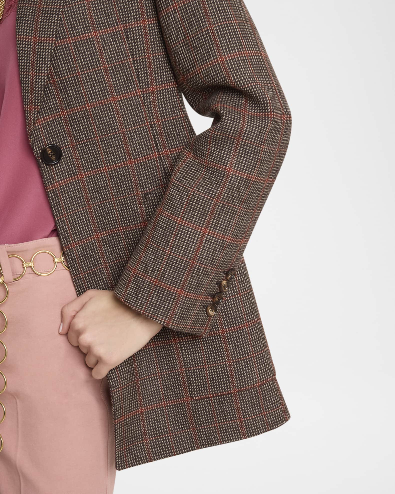 ジャケット CHLOE PLAID WOOL TAILORED JACKET Chloe Plaid Single-Breasted Jacket | Neiman Marcus