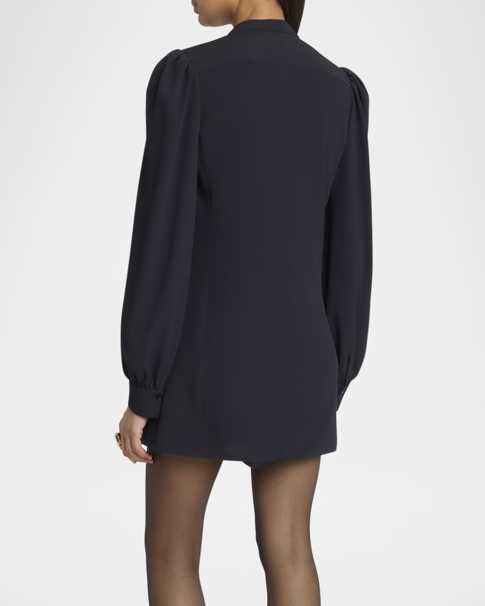 black mini dress with shoulder pads LONG SLEEVE PLEATED FRONT RUFFLE HEM MINI DRESS  Riah Fashion