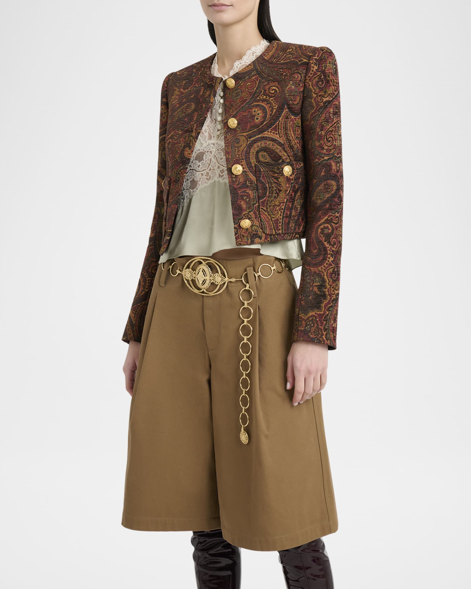 Chloe Paisley Velvet Single-Breasted Jacket | Neiman Marcus