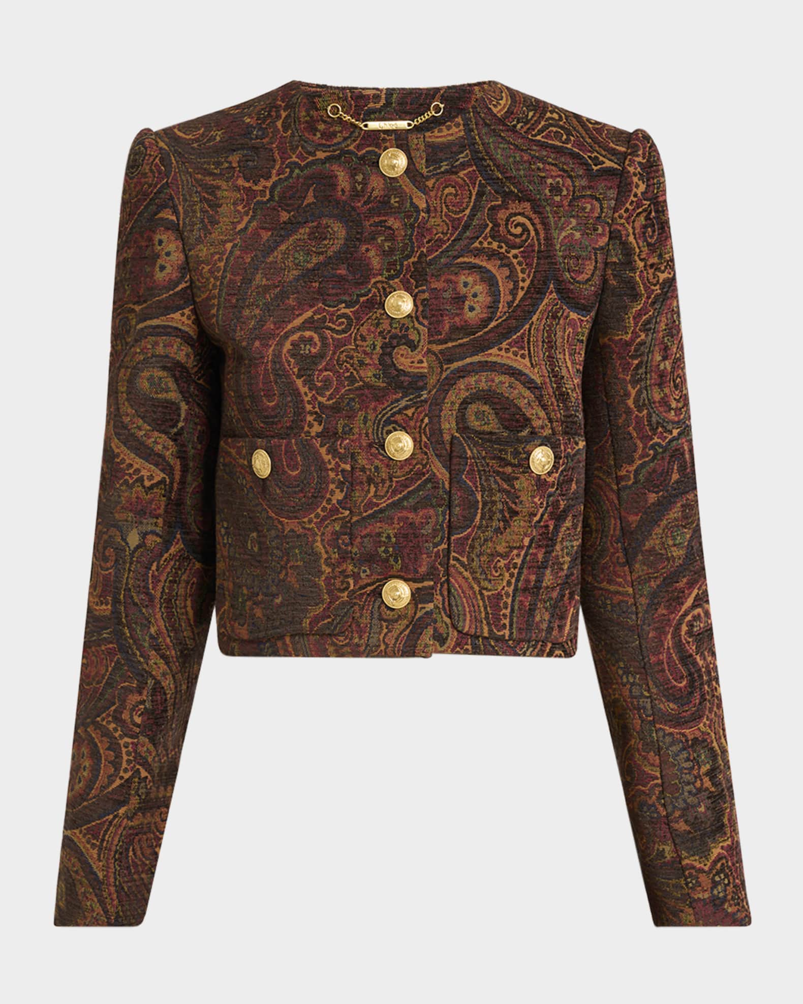 Chloe Paisley Velvet Single-Breasted Jacket | Neiman Marcus