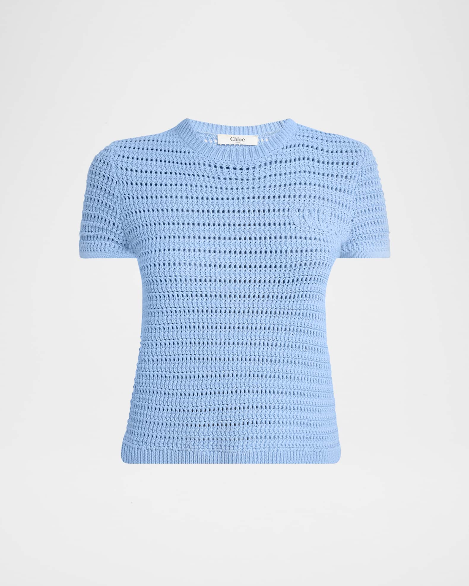 送料無料の商品 Chloe Open-Knit Logo Embroidered Top | Neiman Marcus ニット/セーター