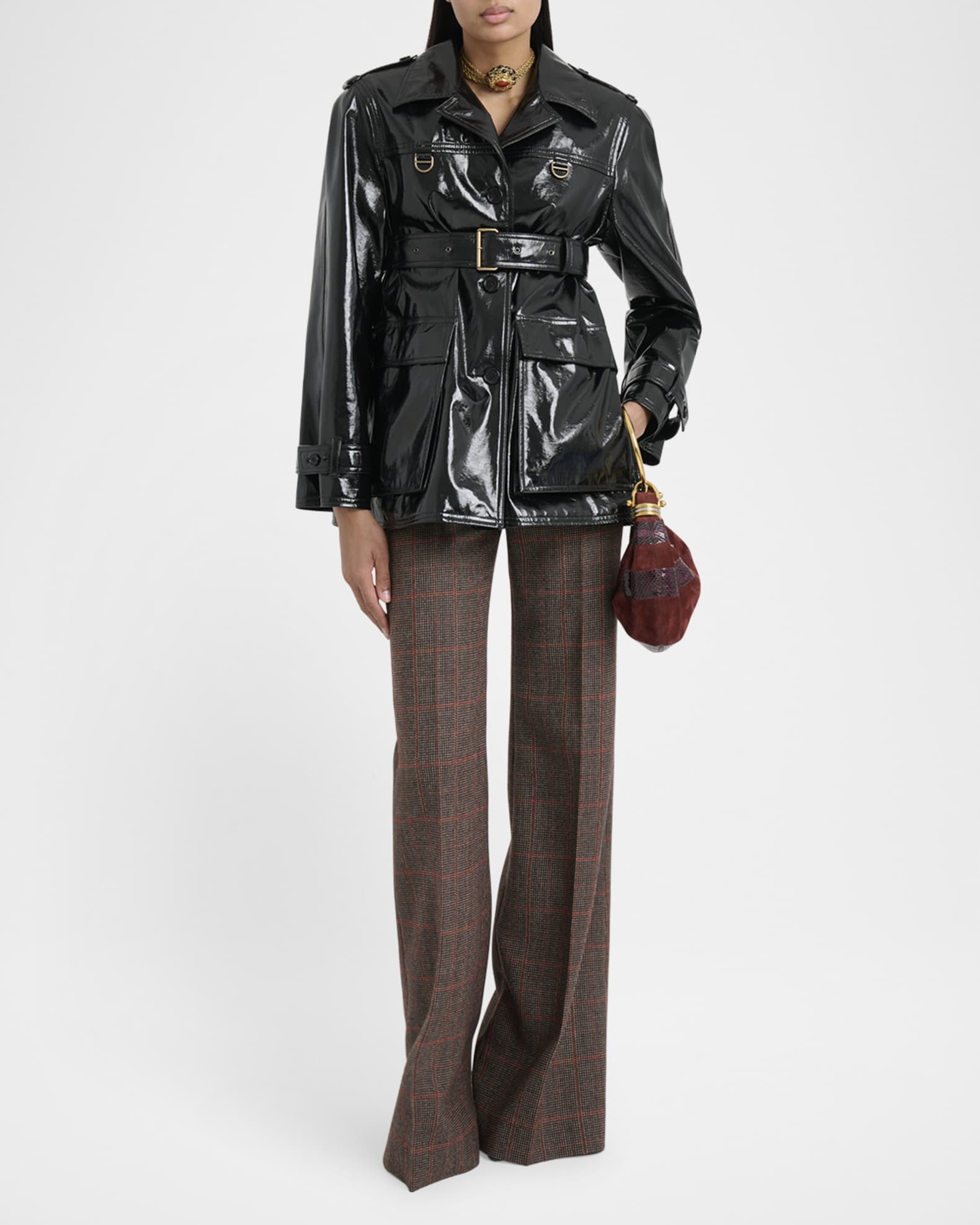 Plaid Wide-Leg Pants 1