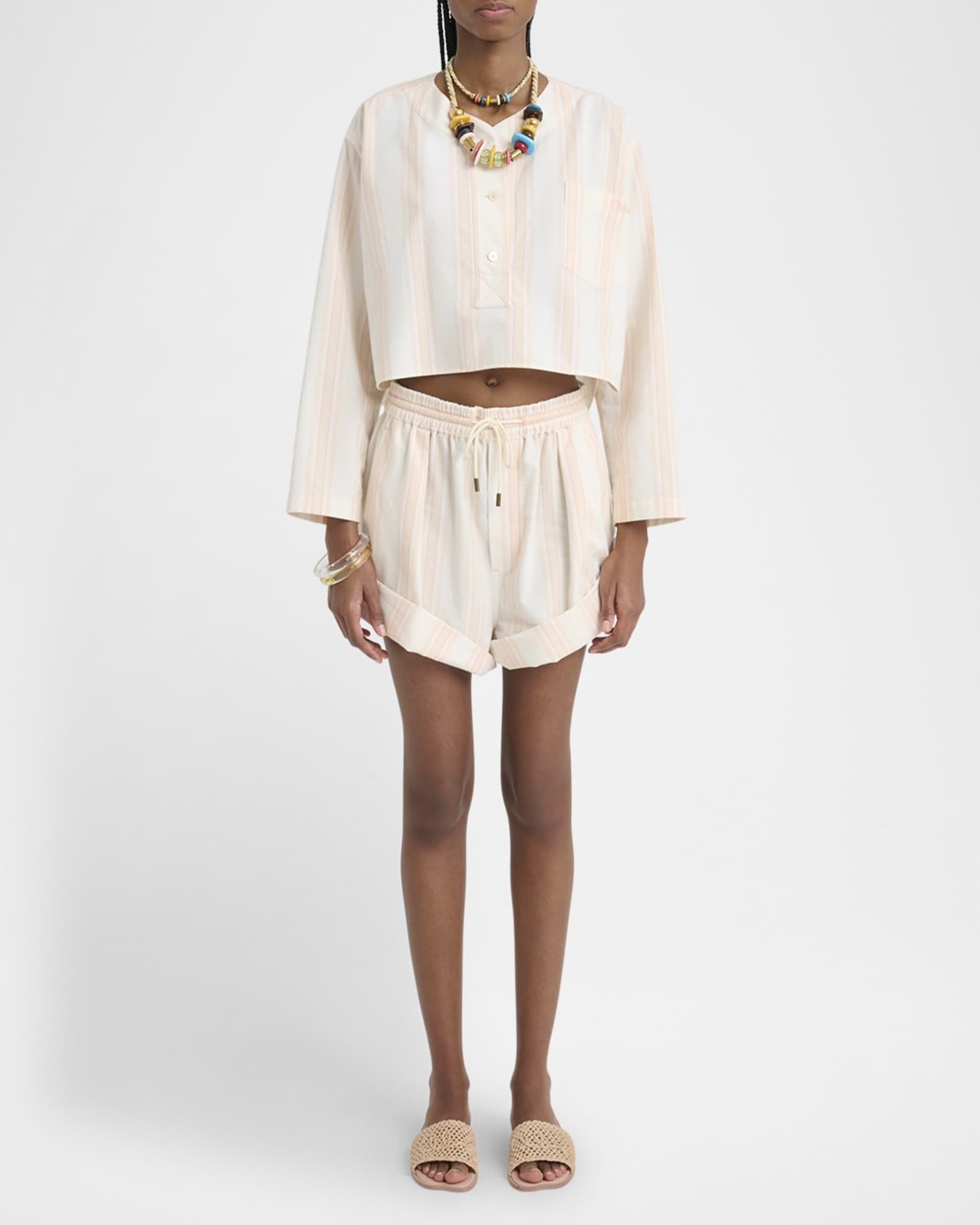 Stripe Colorblock Pullover & Pull-On Shorts Set main image 1