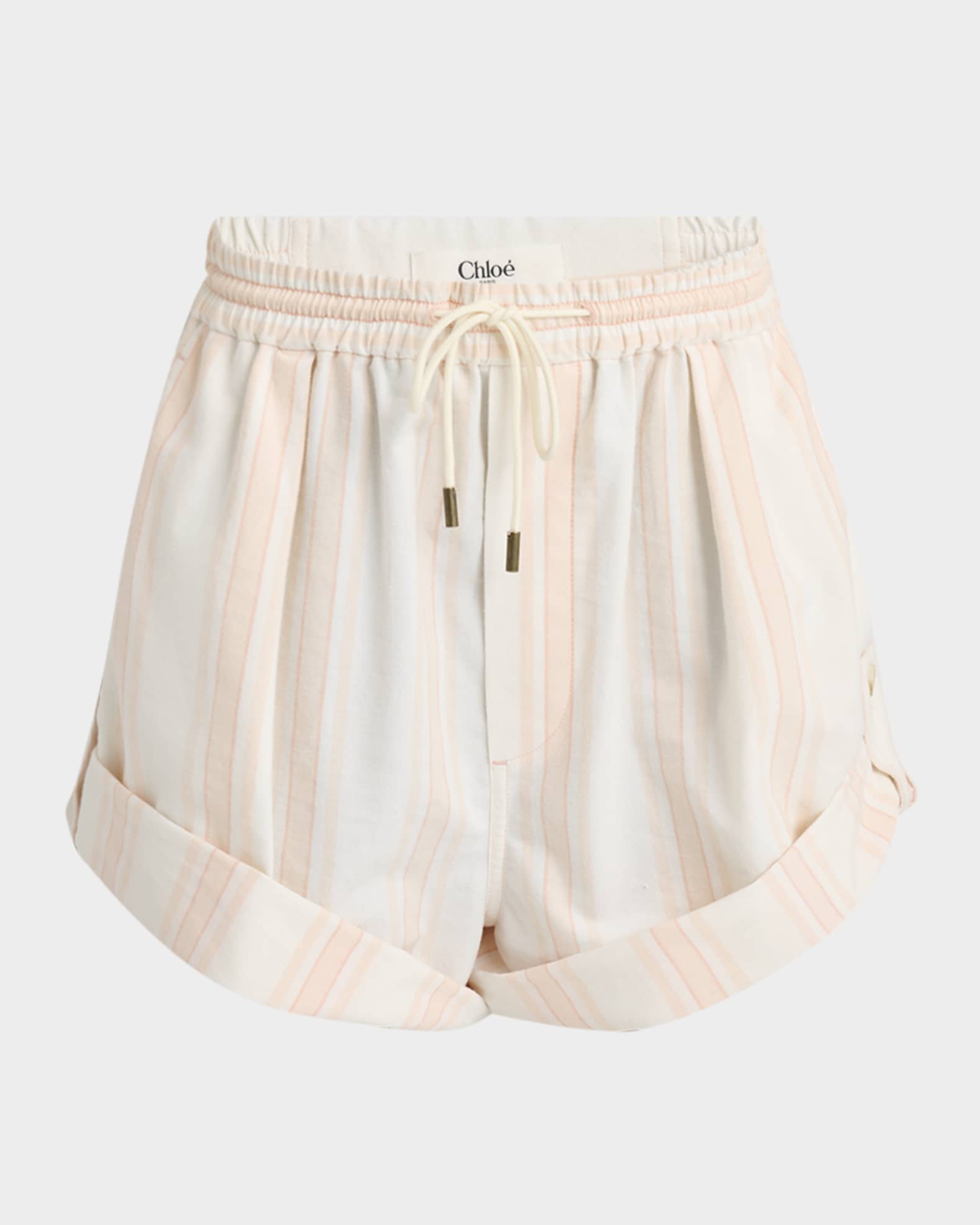 Chloe Striped Pull-On Shorts | Neiman Marcus