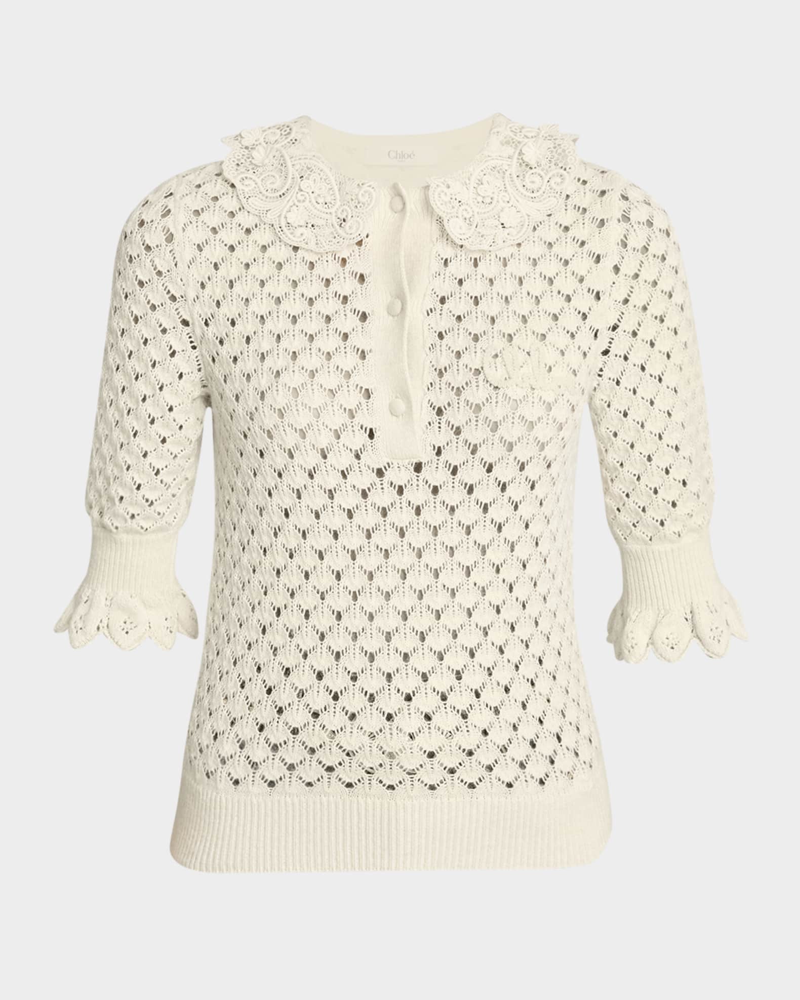 Cropped knitted wool top in white - Chloe | Mytheresa