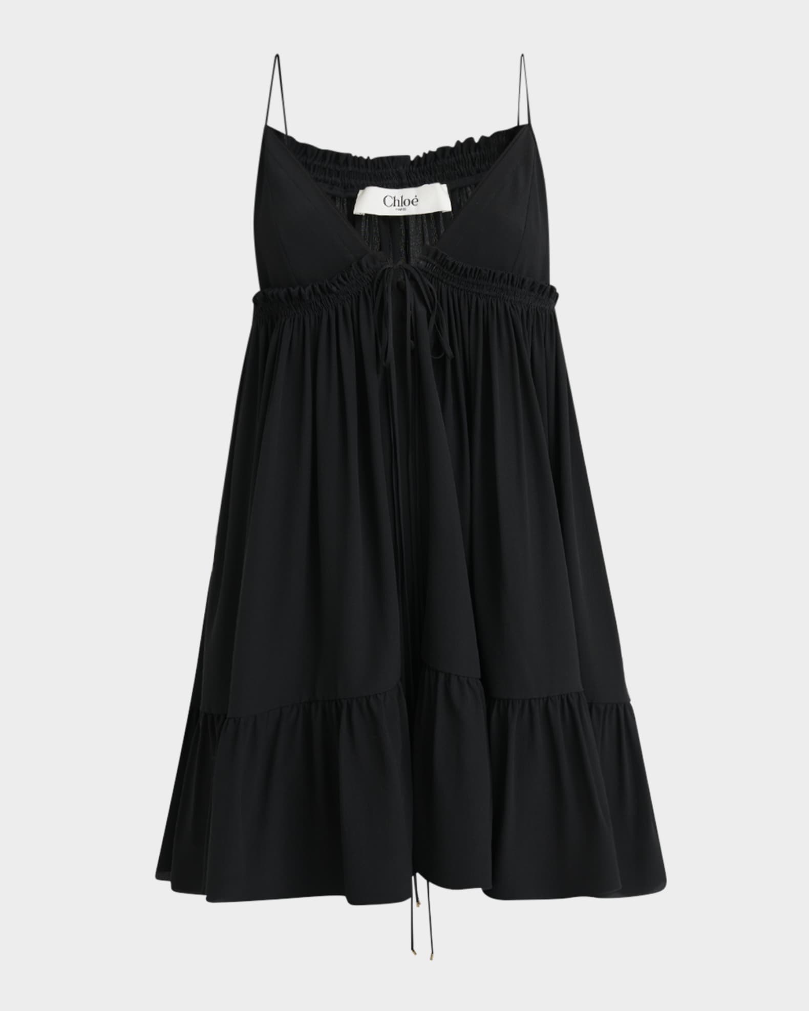 Chloe V-Neck Ruffle Mini Babydoll Dress | Neiman Marcus