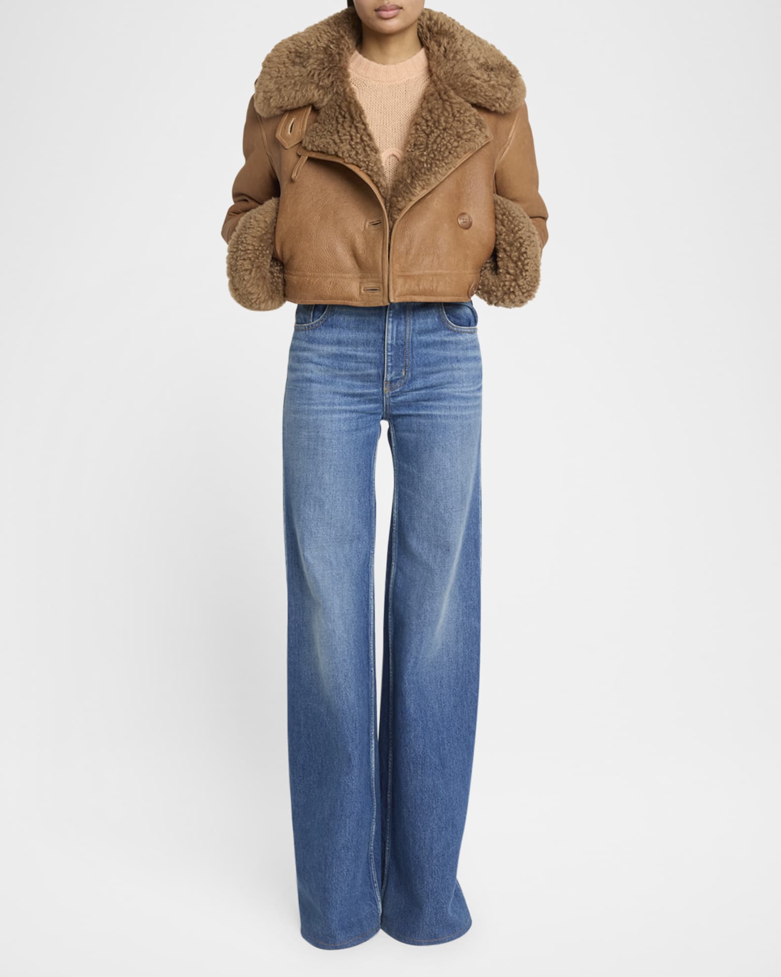 Lamb Shearling Crop Moto Jacket 1