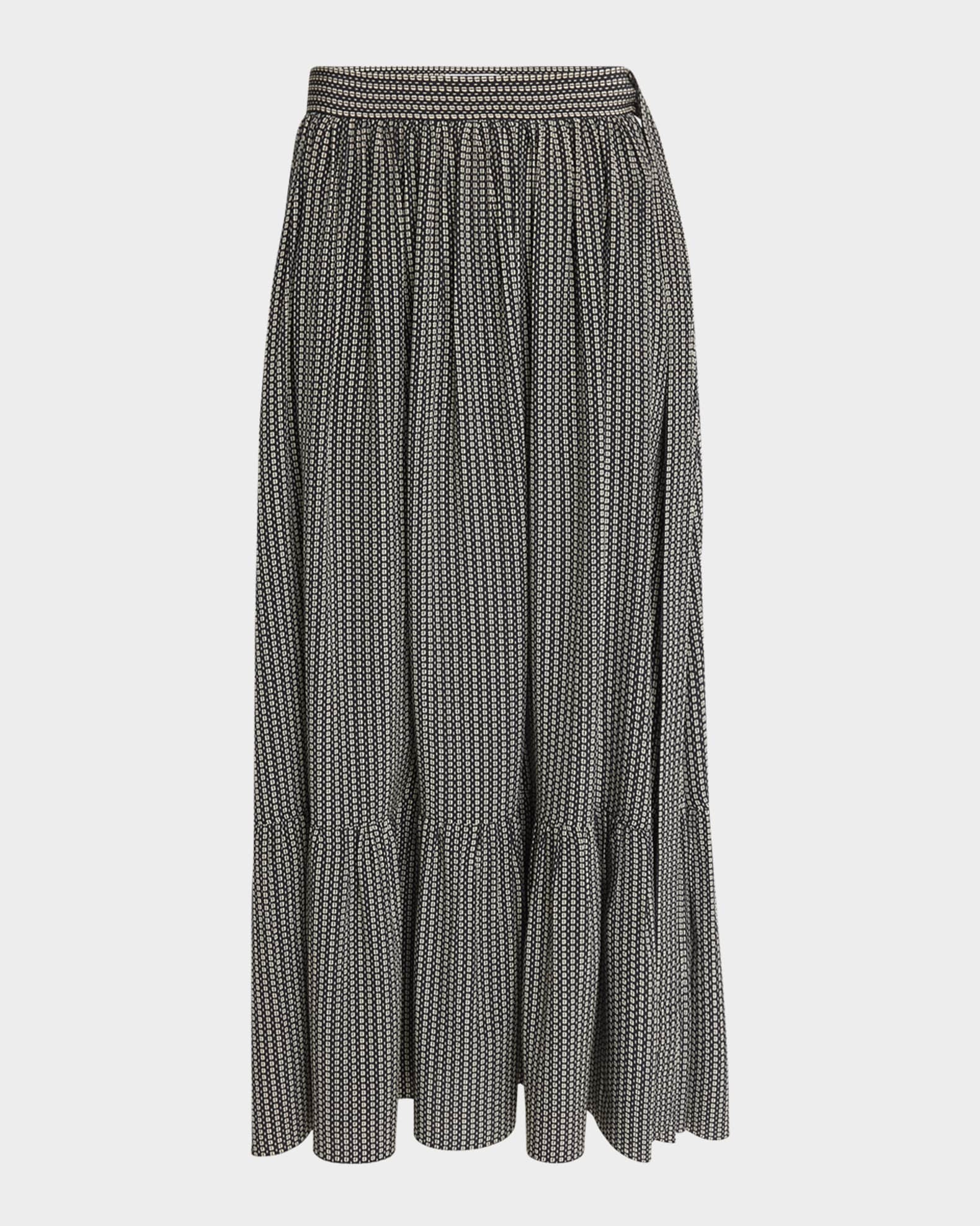 Chloe Micro Check Silk Maxi Skirt | Neiman Marcus