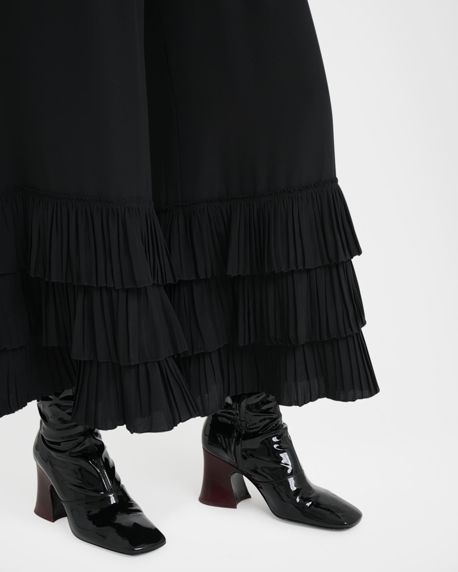 【sakura様】peplum frill wide pants ブラック Allegra K Women's 2026 Summer Wide Leg Palazzo Pants High Waisted