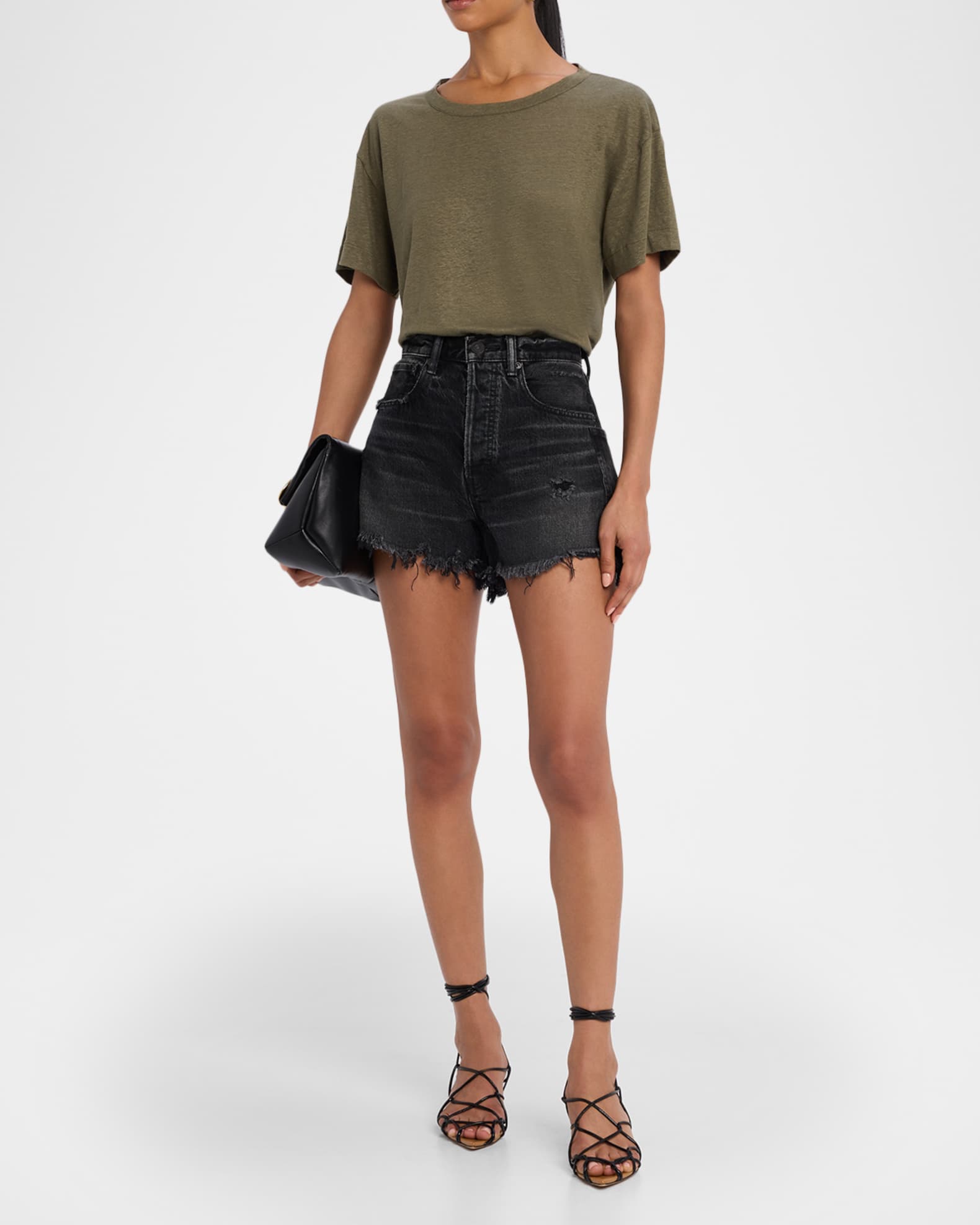 Harrington Distressed Denim Shorts 1