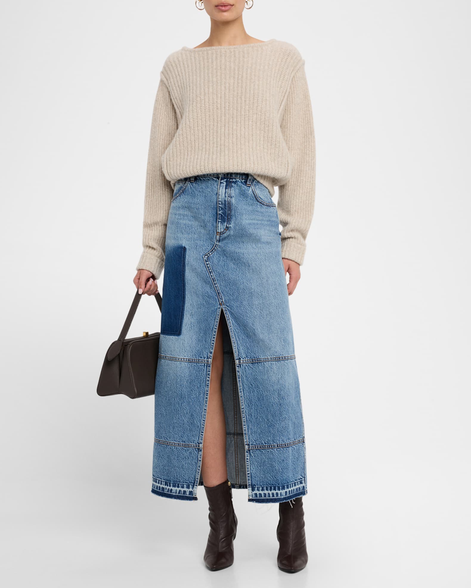 Treatment Denim Midi Skirt  1
