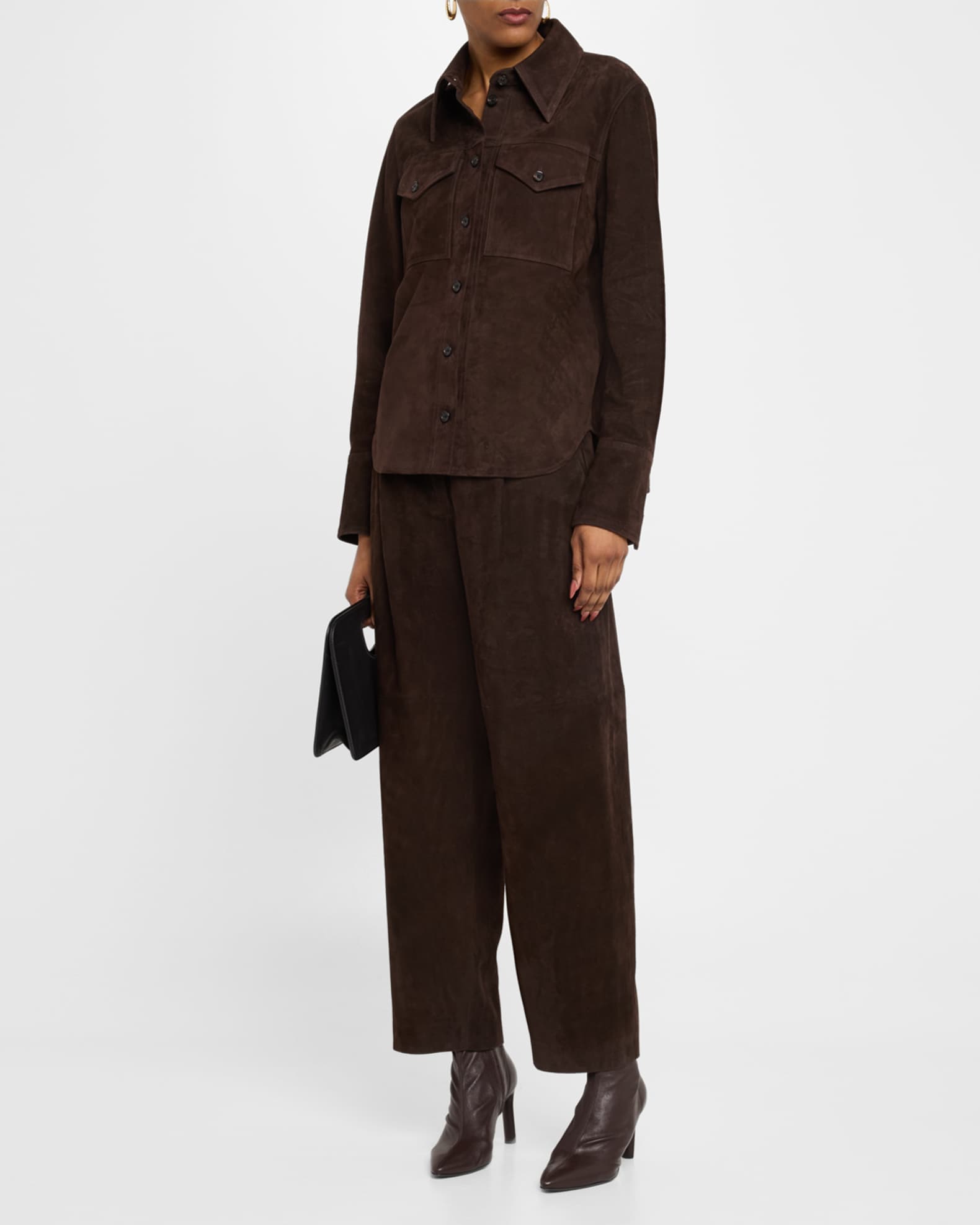 Suede Button-Front Shirt 1