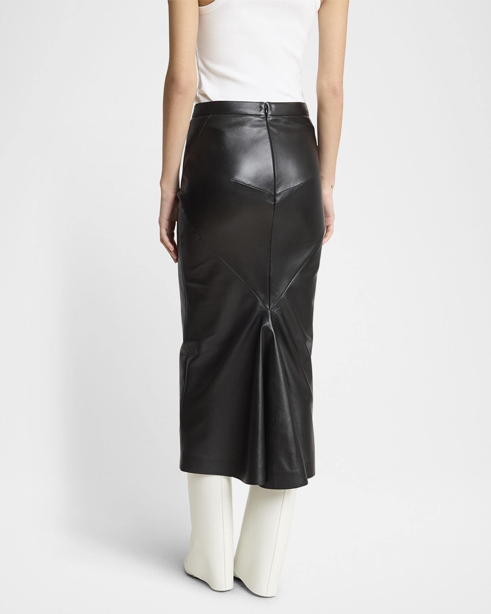 Givenchy Leather Godet-Back Midi Pencil Skirt | Neiman Marcus