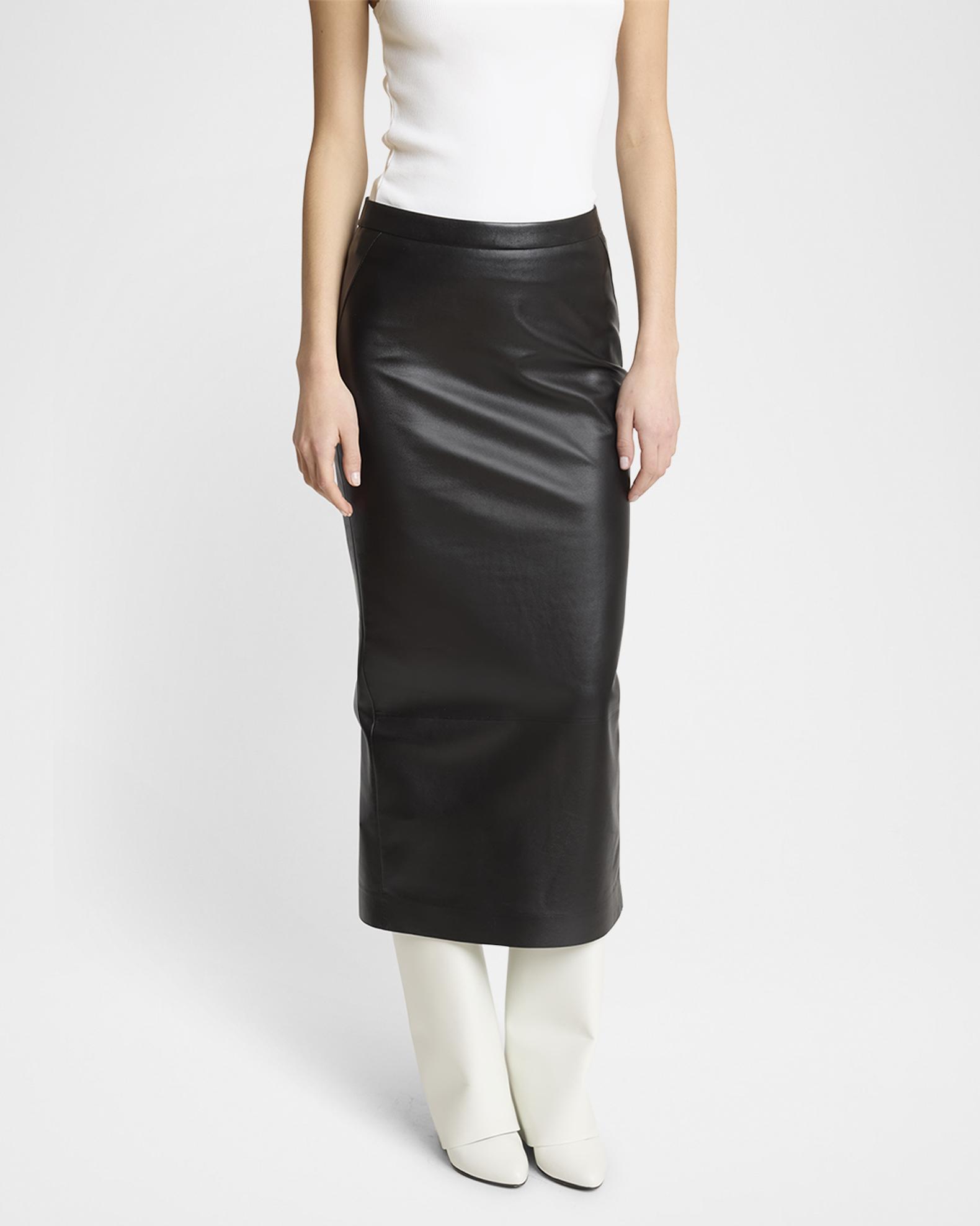 Givenchy Leather Godet-Back Midi Pencil Skirt | Neiman Marcus