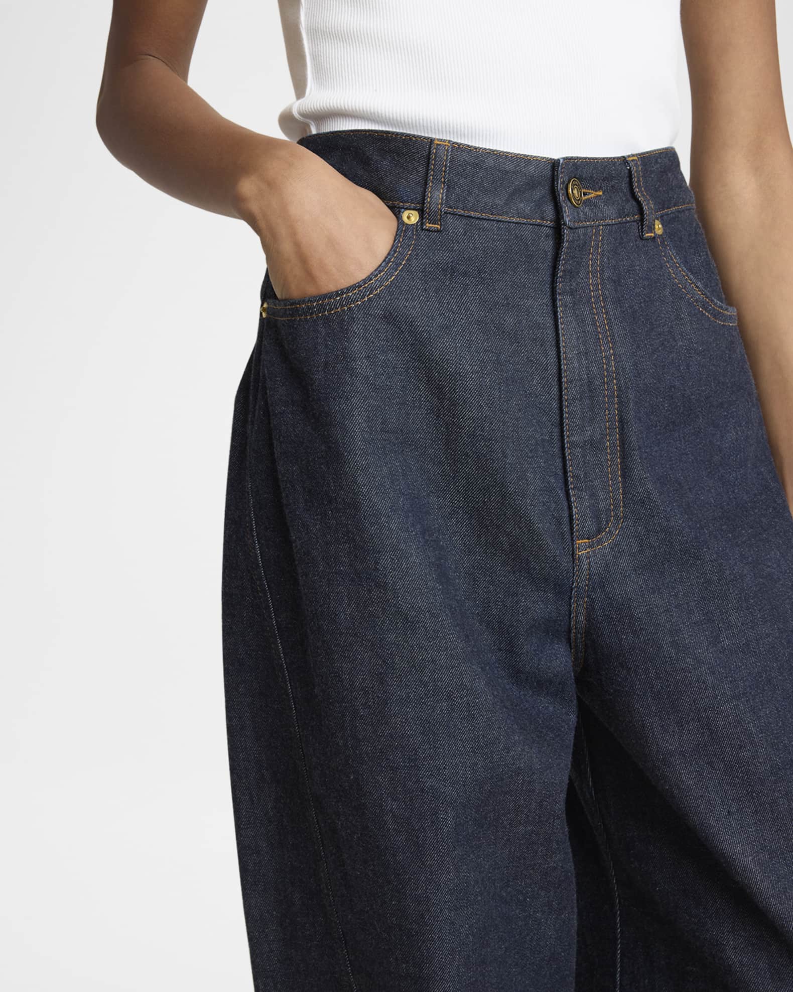デニム・ジーパン Givenchy Barrel Jeans In Denim Givenchy Mid-Rise Barrel-Leg Denim Cocoon Trousers | Neiman