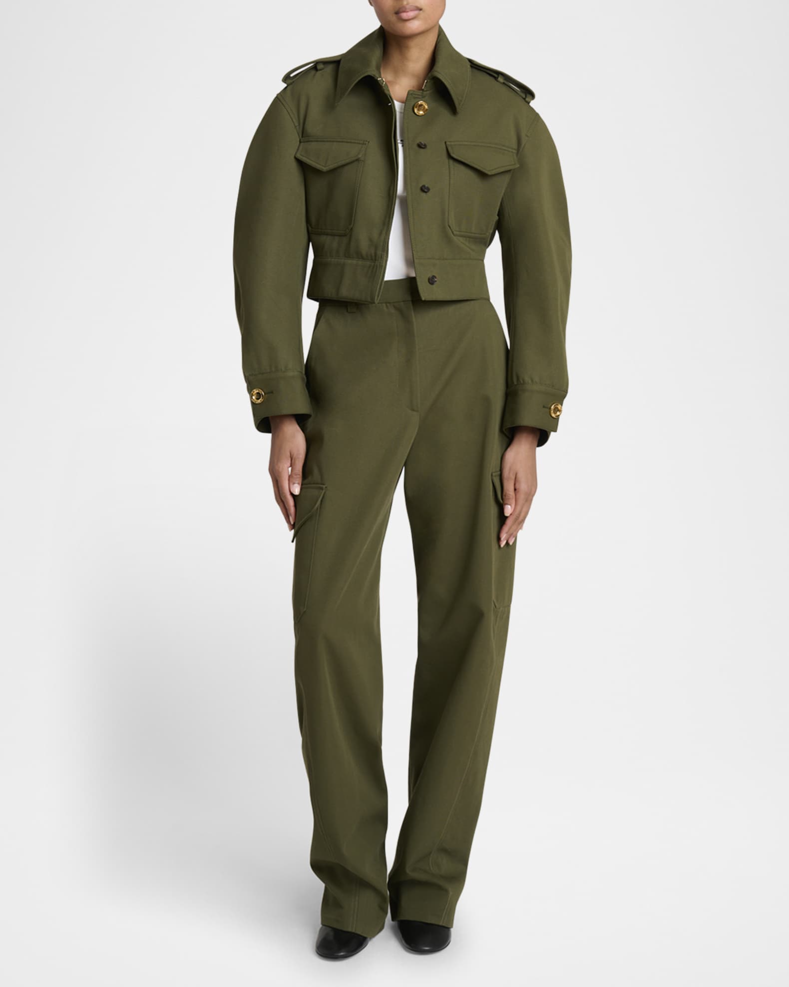 Barrel Leg Cargo Wool Trousers 1