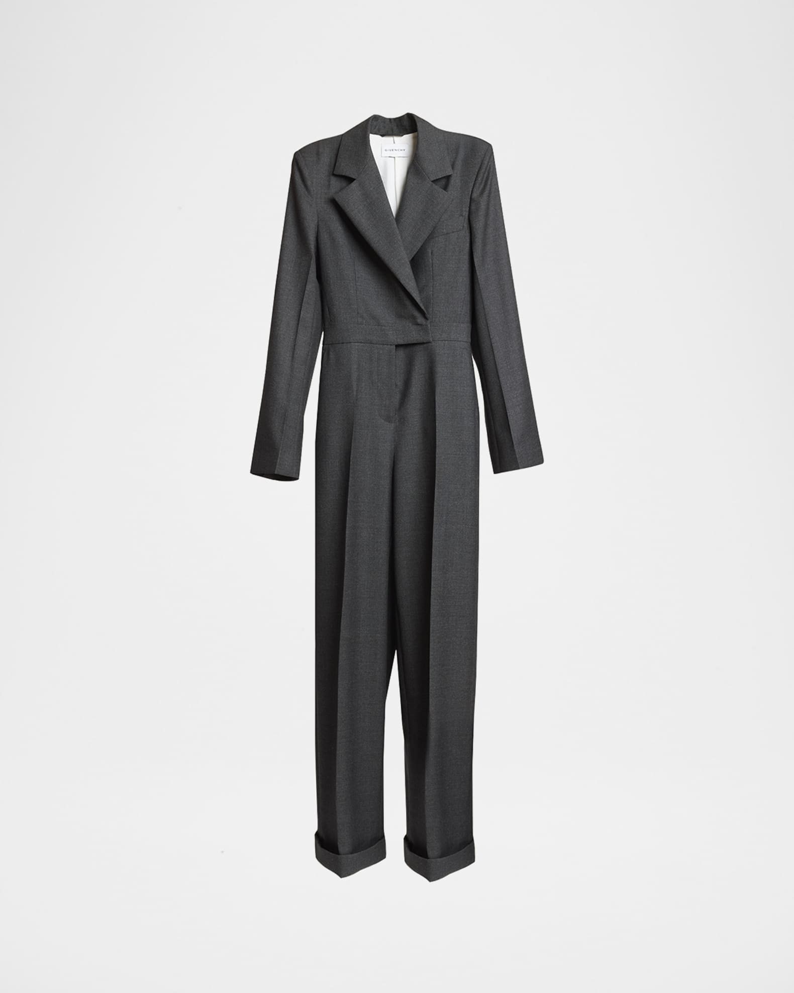 【関税&送料込】Givenchy Givenchy Dark Grey Wool Wide Trouse Givenchy Tuxedo Wool Jumpsuit | Neiman Marcus